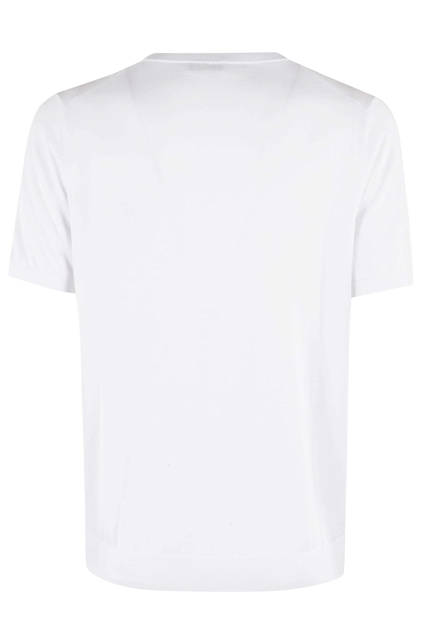 Kangra Cashmere Kangra Short-sleeve Cotton Knit Top With Ribbed Detailing In Bianco