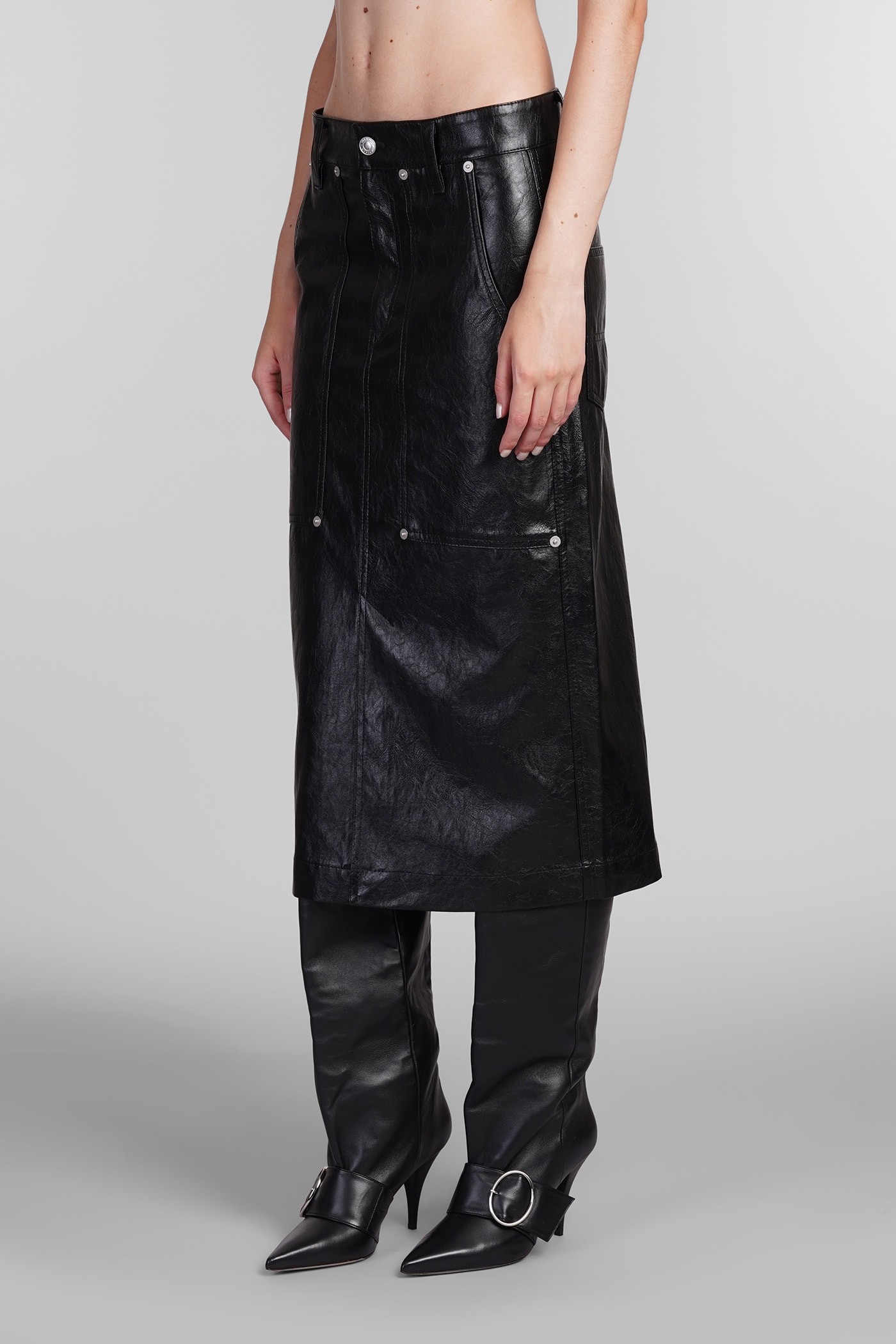 Shop Marant Etoile Angele Skirt In Black Polyuretan