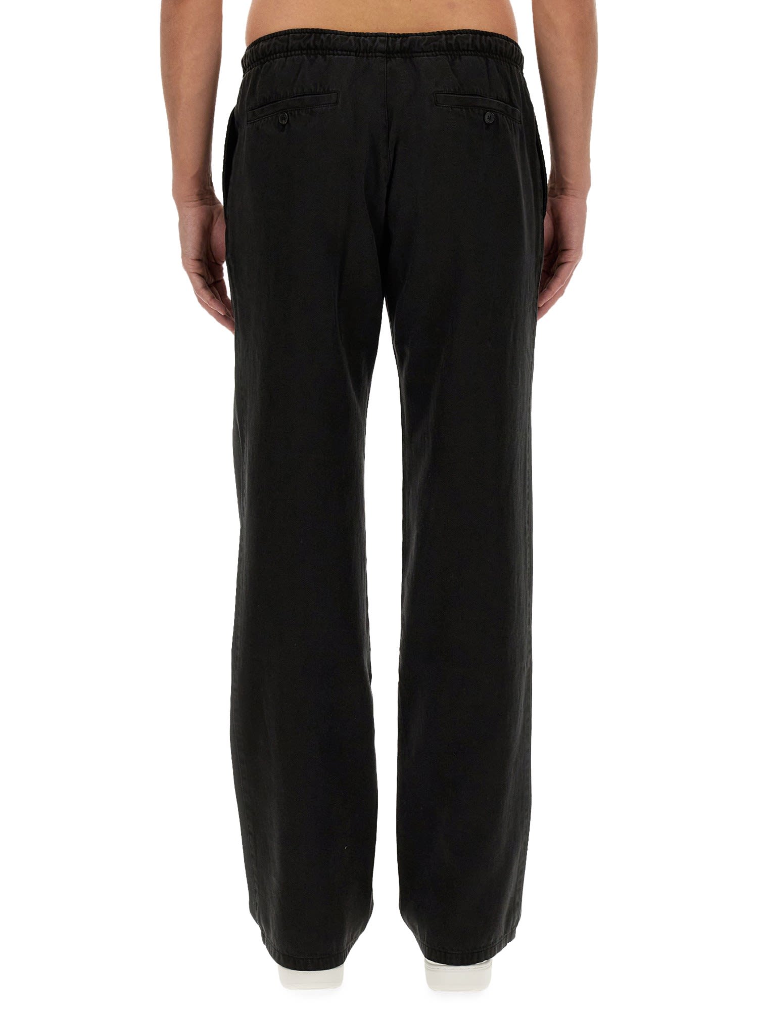 Palm Angels Elastic Waist Chino Trousers Pockets In Black