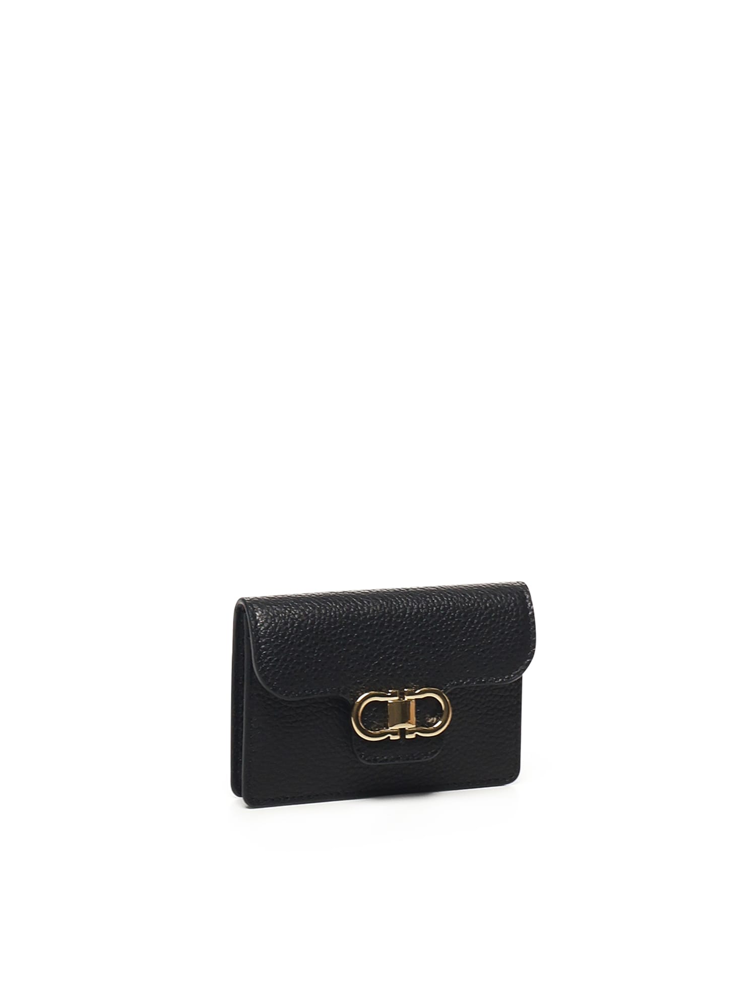 Ferragamo Gancini Compact Wallet In Black