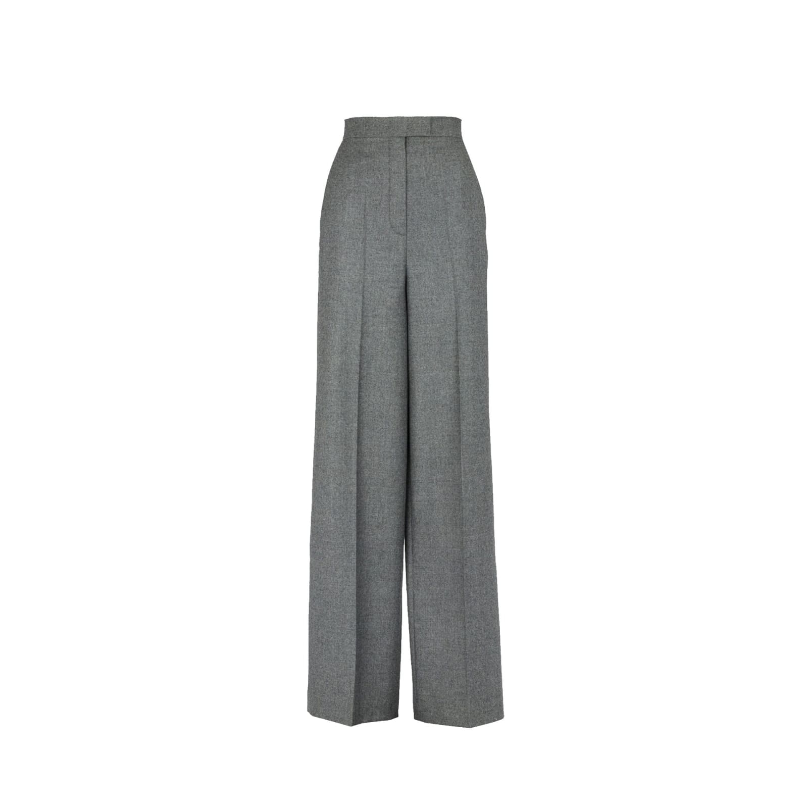 Shop Fendi Wide Leg Wool Pants In Gray