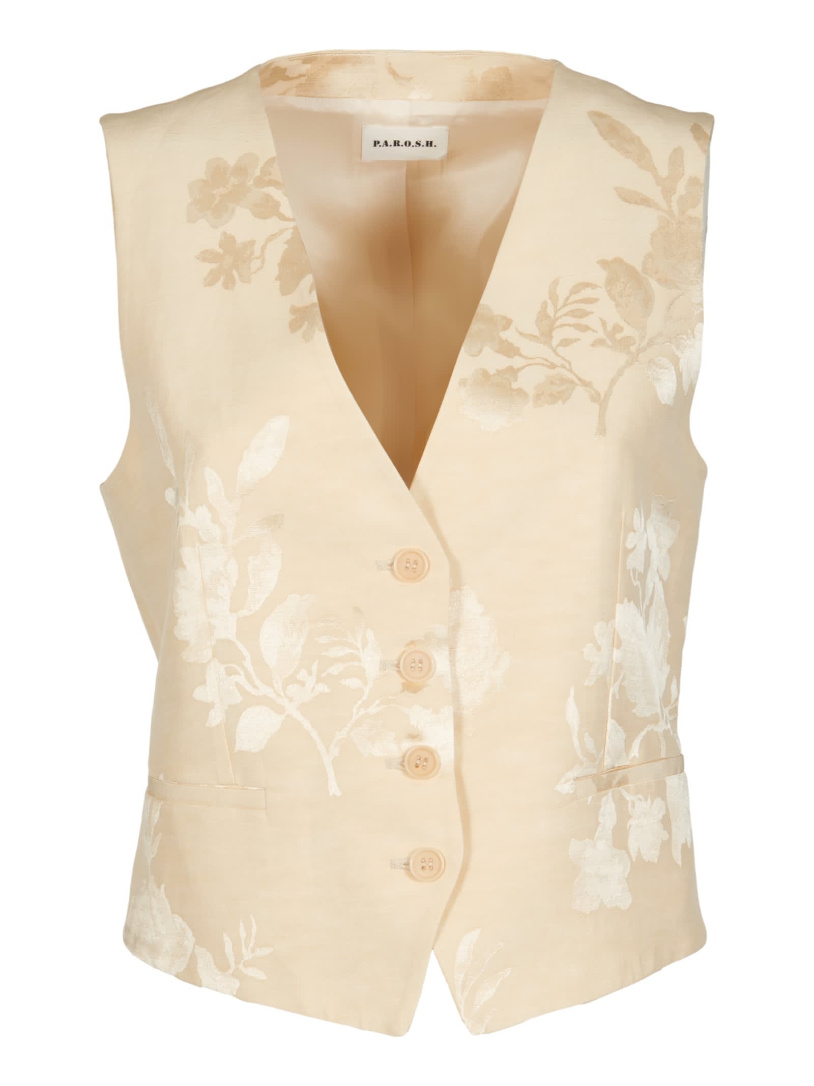 Parosh Floral Four-buttoned Vest