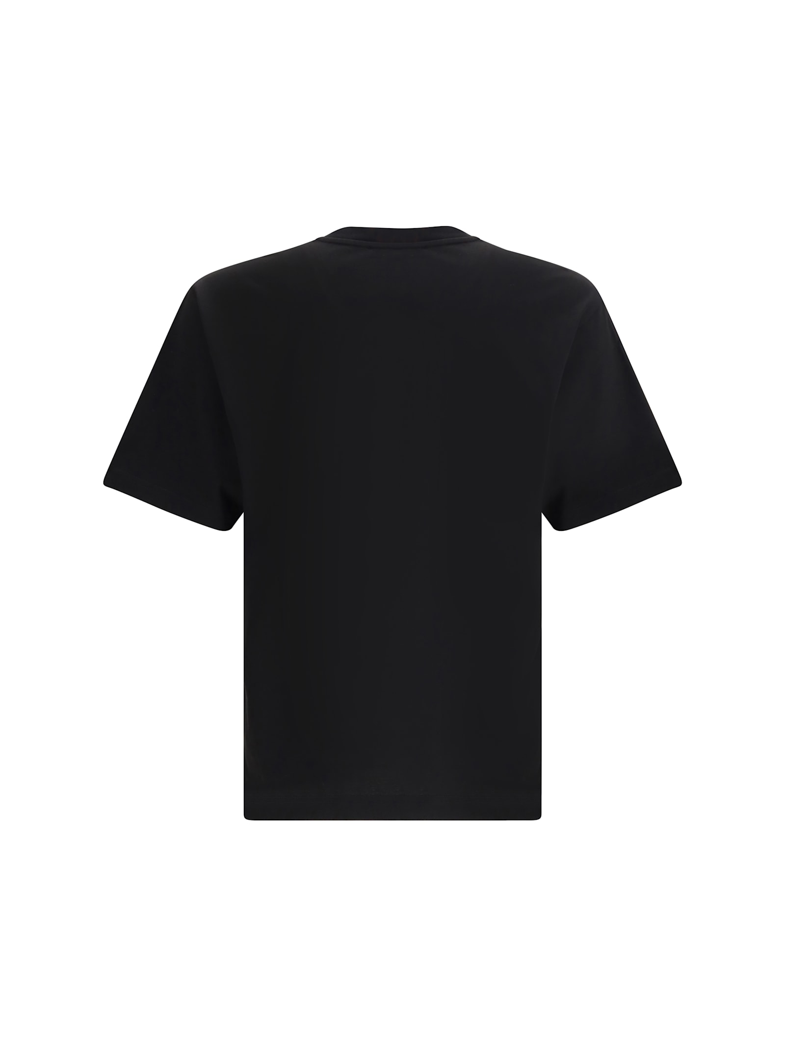 Dolce & Gabbana Men Cotton T-shirt With Embossed Logo Embroidery In Black