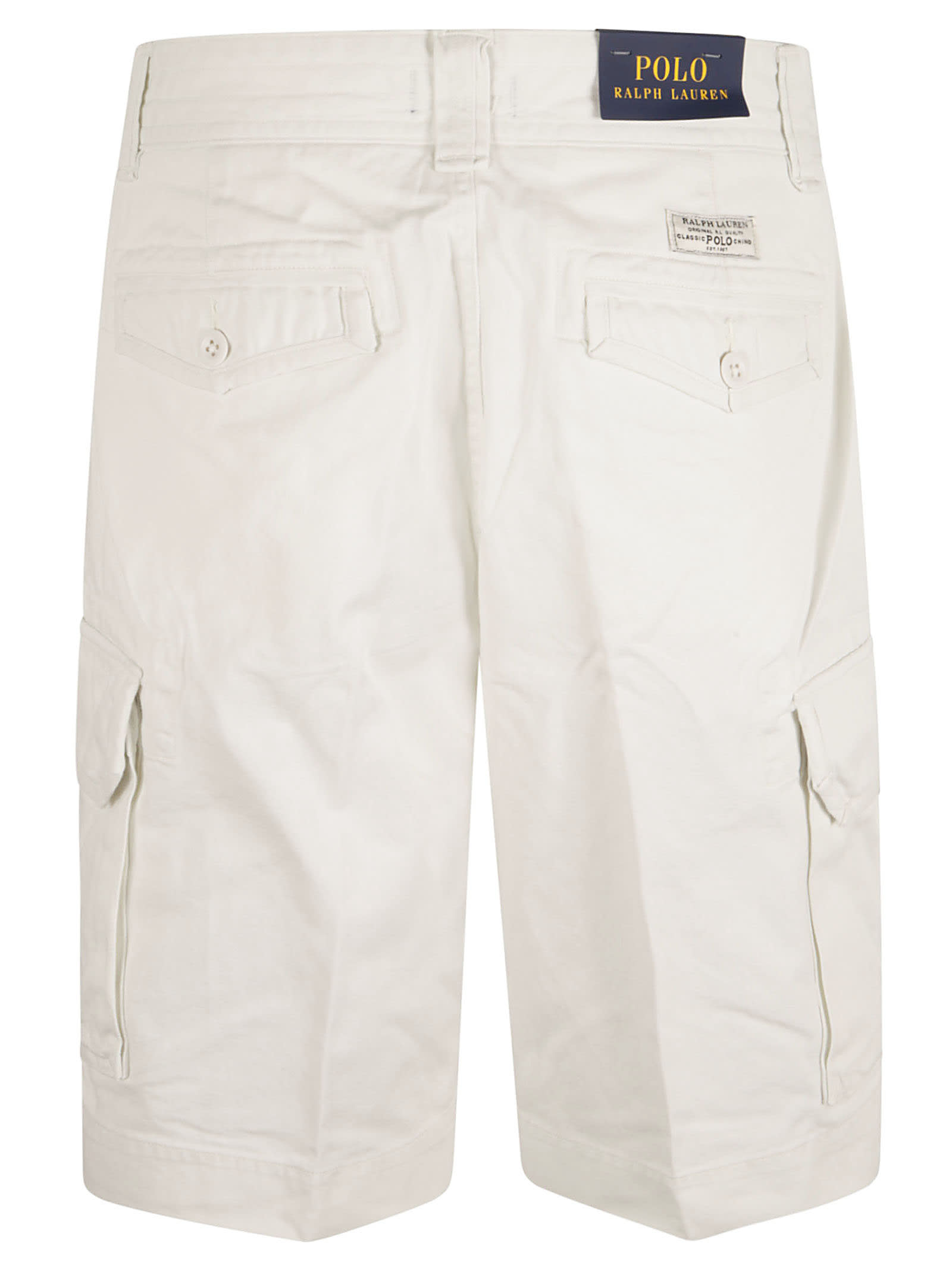 Shop Ralph Lauren Logo Patched Cargo Shorts In Deckwash