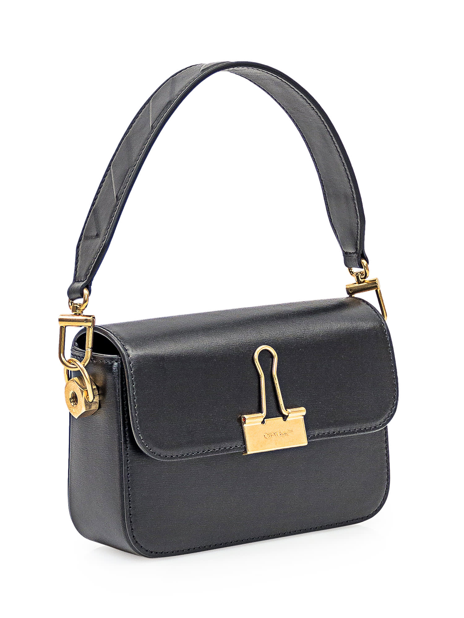 Shop Off-white Black Leather Small Plain Binder Handbag
