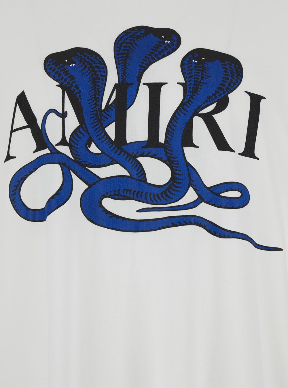 Shop Amiri White T-shirt With Logo And Snake Print In Cotton Man