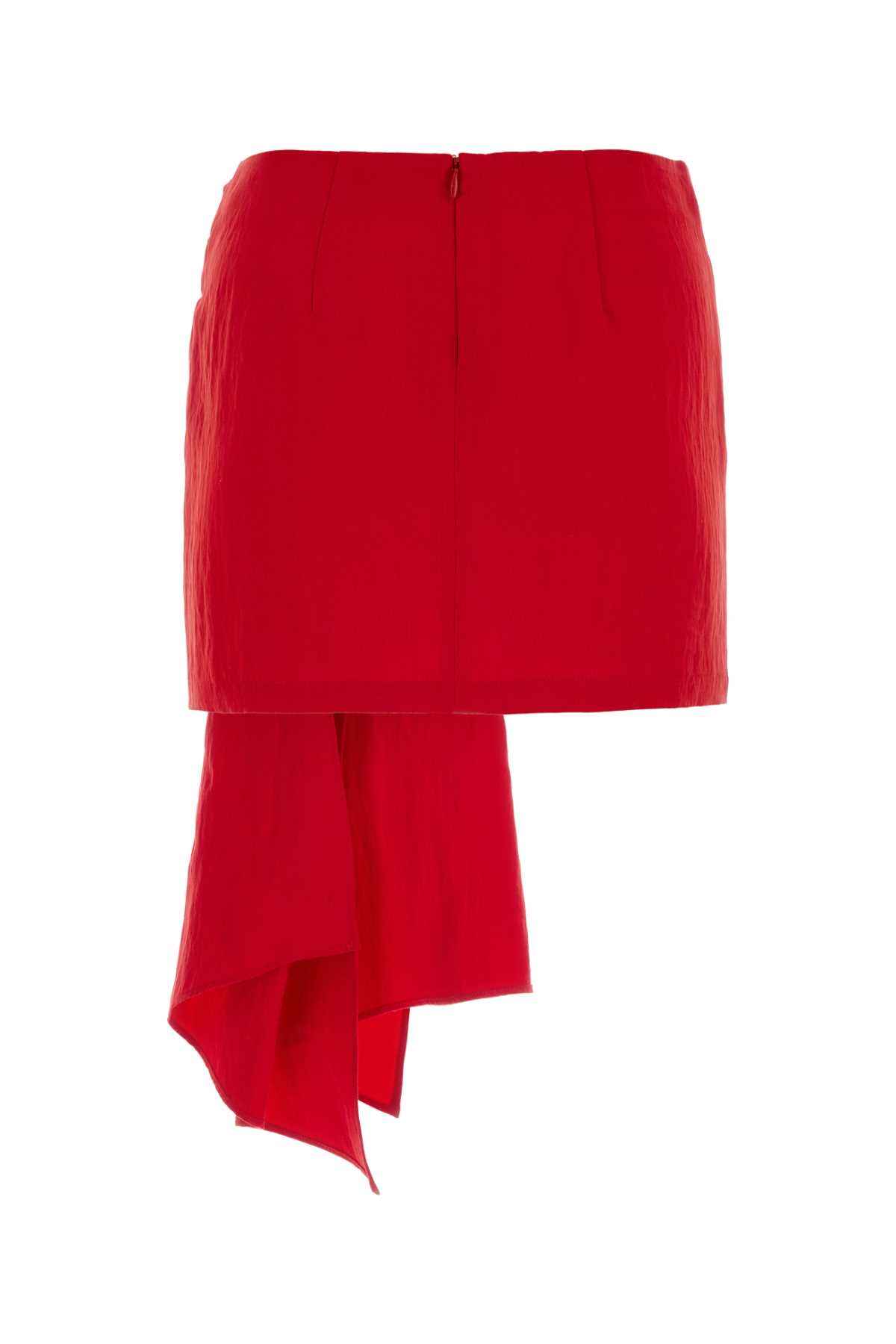 Shop Blumarine Red Viscose Blend Mini Skirt In Lipstickred