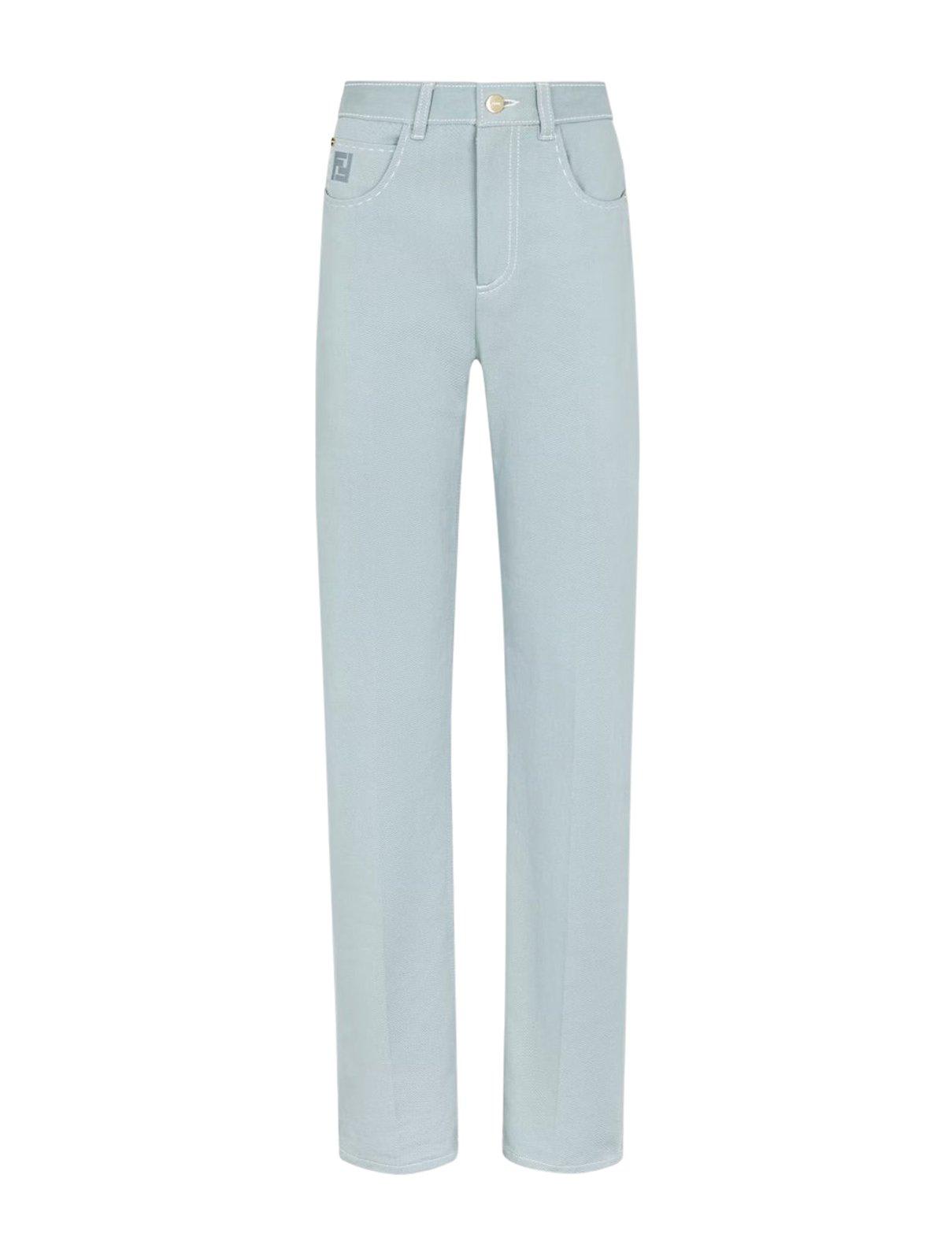 Shop Fendi Straight-leg Pants In Pale Blue