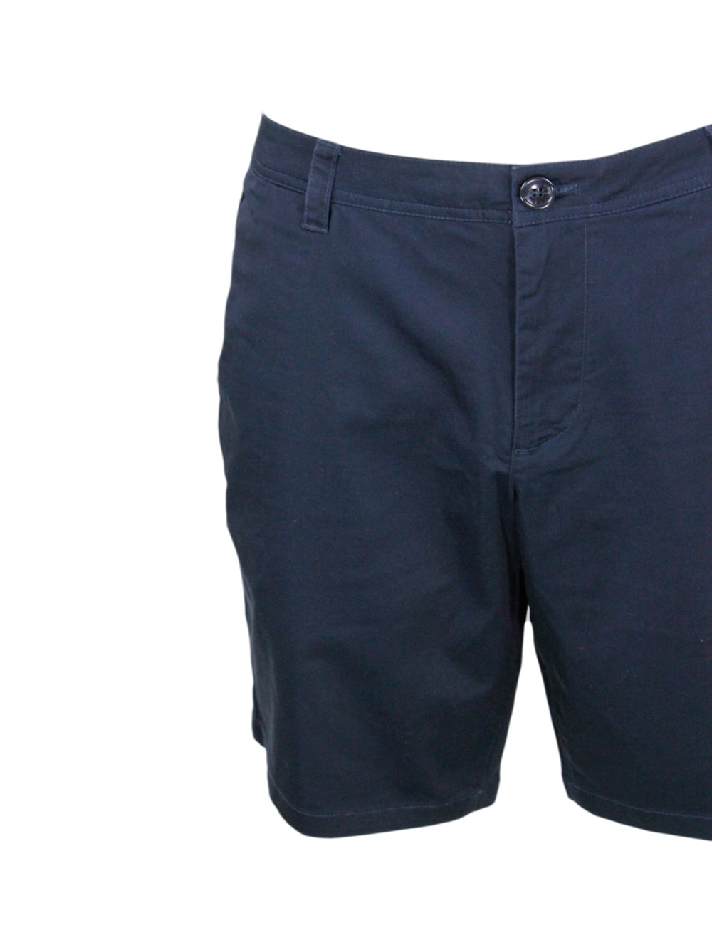 Shop Armani Collezioni Stretch Cotton Bermuda Shorts With Welt Pockets And Zip And Button Closure In Blu