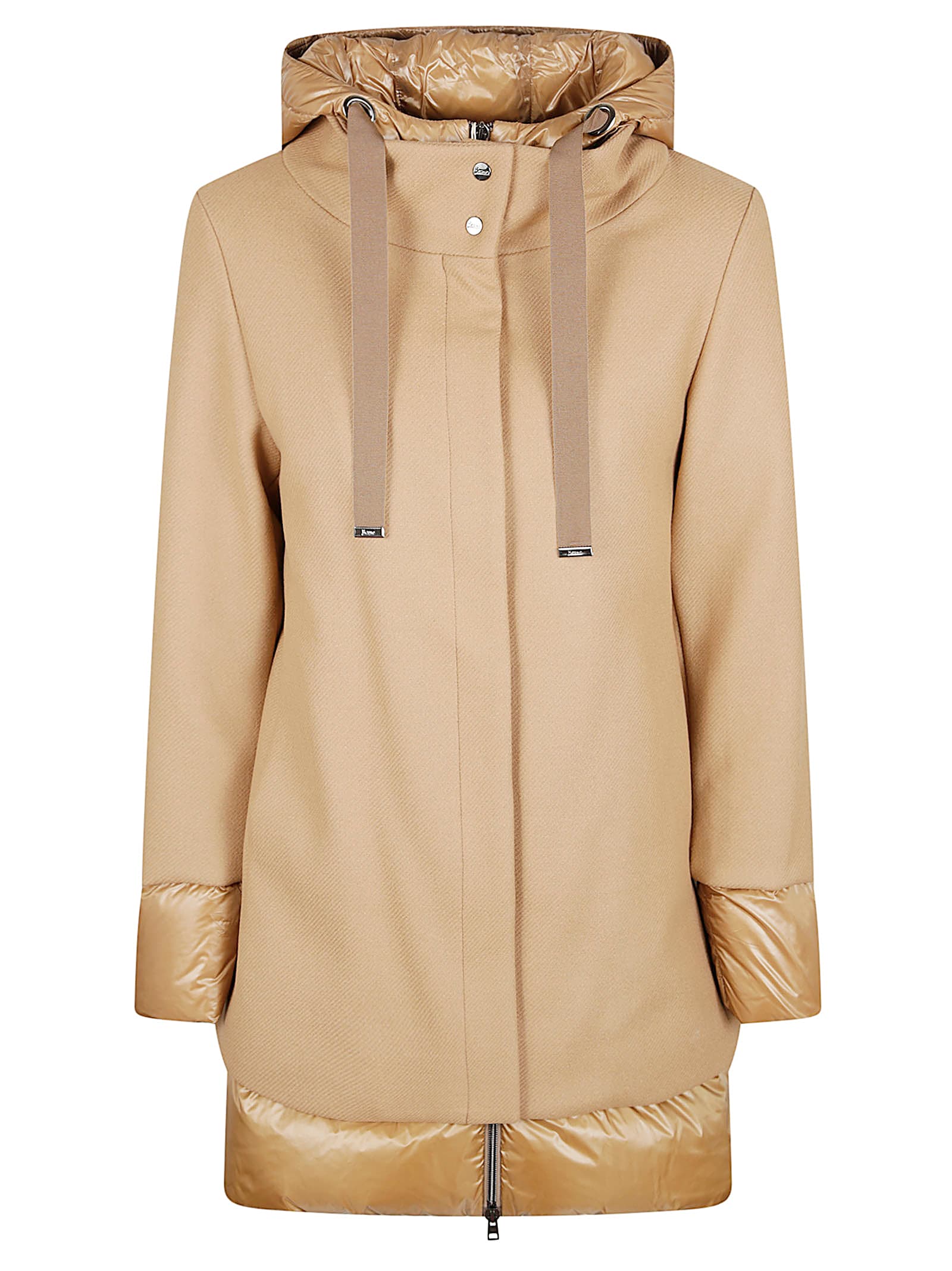 Herno Sophisticated Short Coat With Adjustable Hood And Padded Lining In Brown