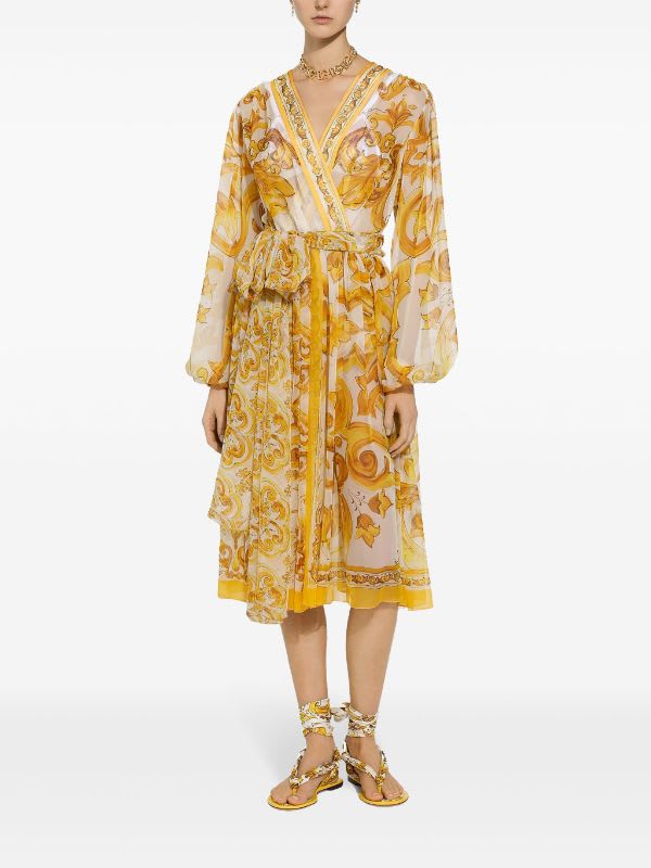 Shop Dolce & Gabbana Abito Chiffon St Maiolica In Tn Giallo