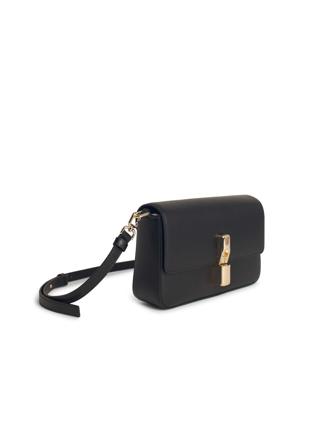 Furla Iride Clasp-fastening Leather Shoulder Bag In Black