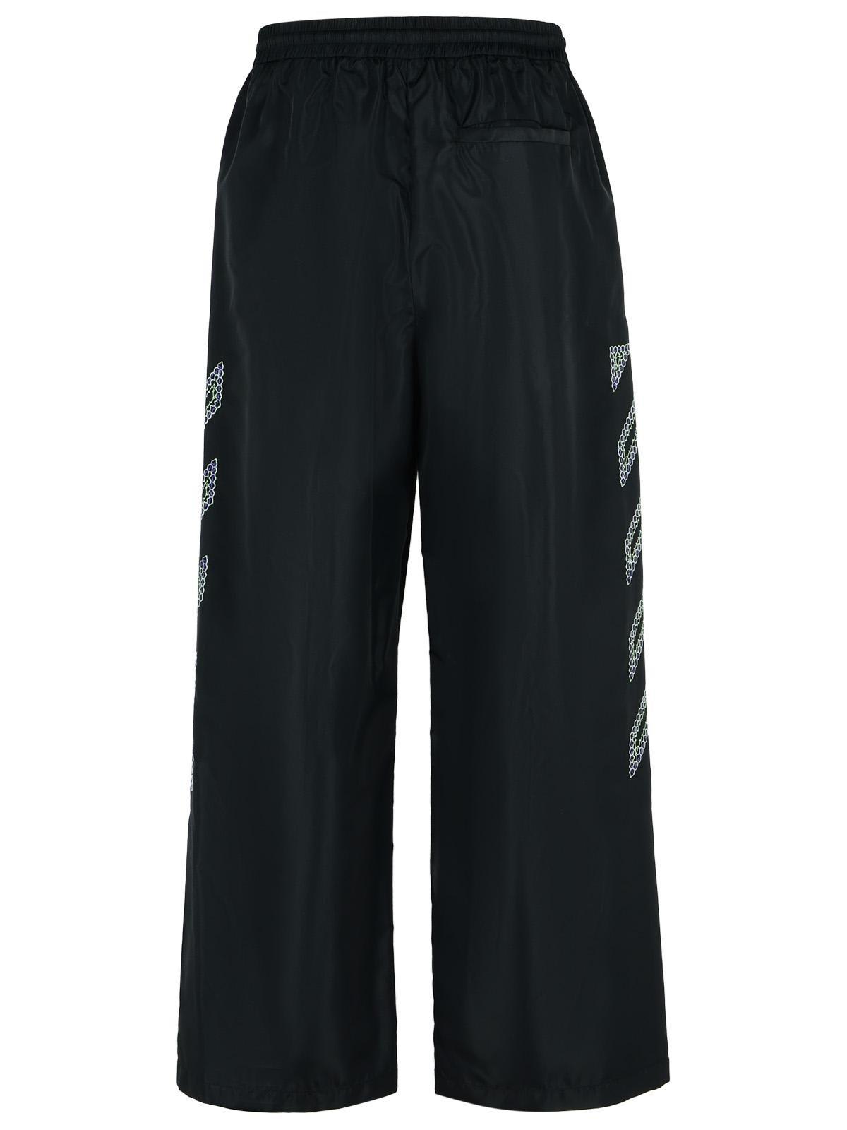 Off-white Black Diag Outl Nylon Faille Track Pants In Black-para