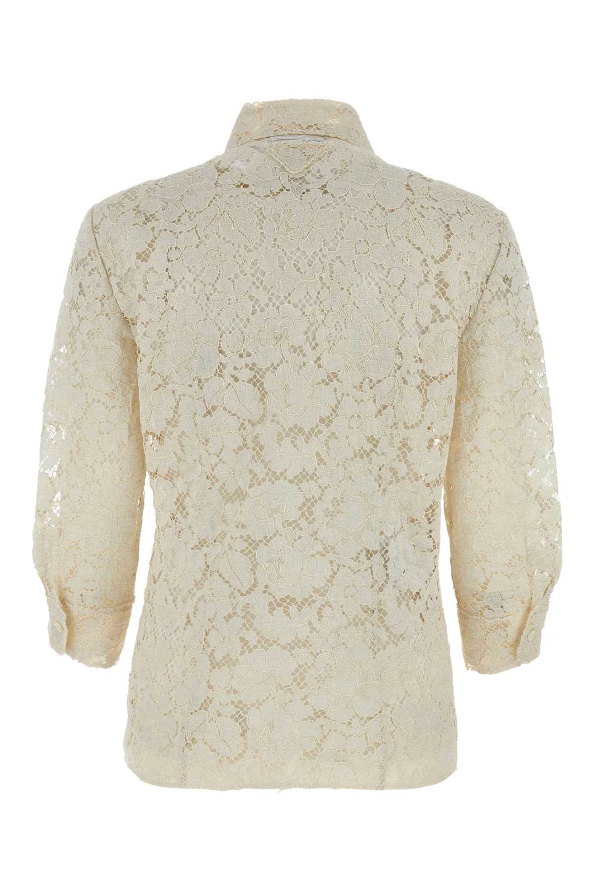 Shop Prada Ivory Lace Shirt In Naturale