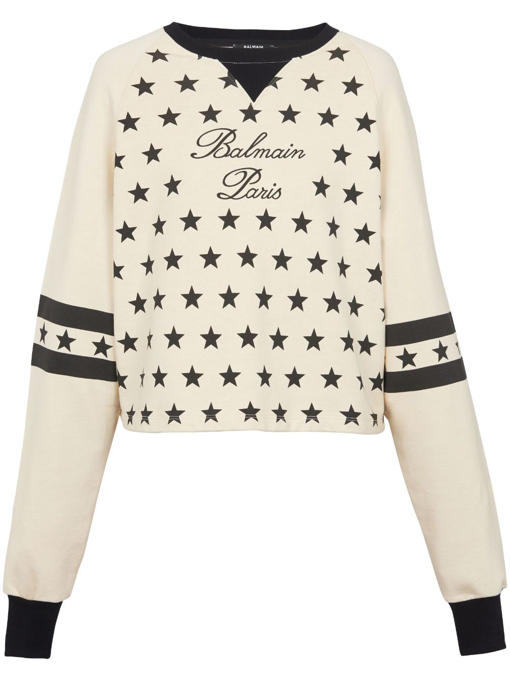 Shop Balmain Signature-logo Organic-cotton Sweatshirt