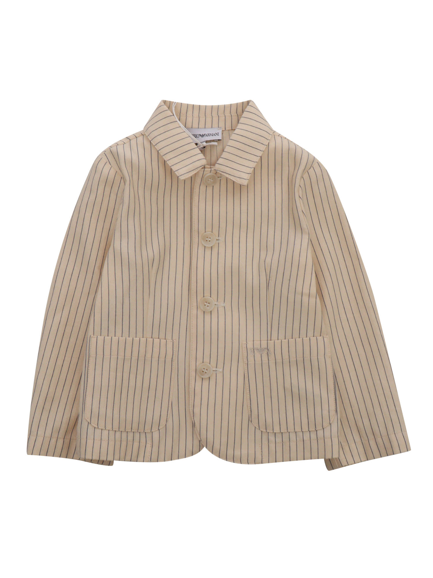 Emporio Armani Beige Striped Jacket In Beige