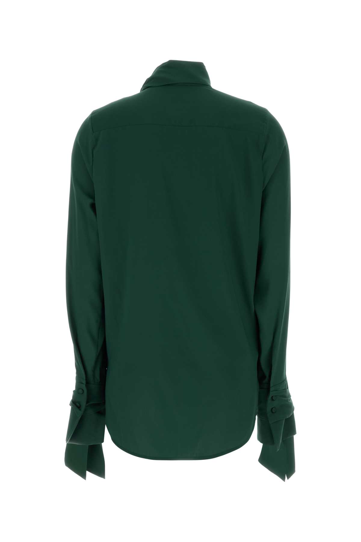 Ermanno Scervino Dark Green Stretch Silk Blouse In Green