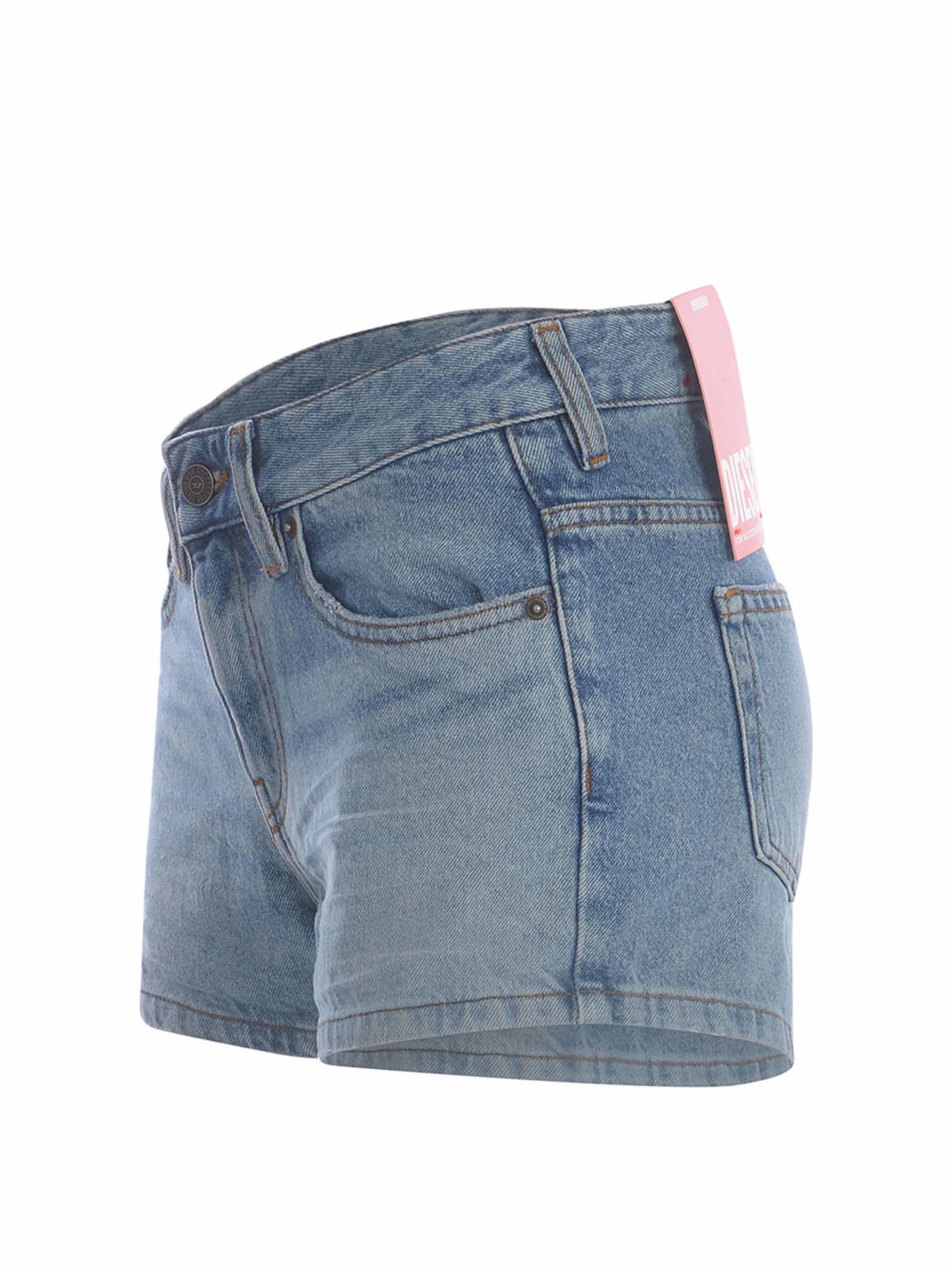 Shop Diesel Shorts  De-yuba Made Of Denim In Denim Azzurro