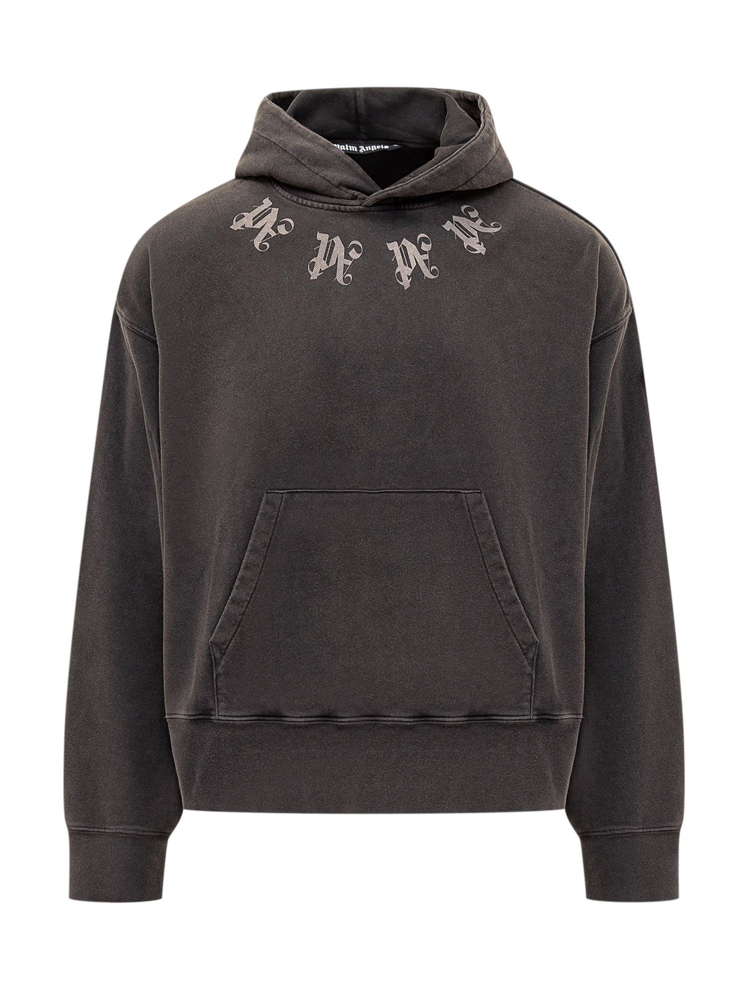 Shop Palm Angels Hoodie With Palm Logo In Black Grey