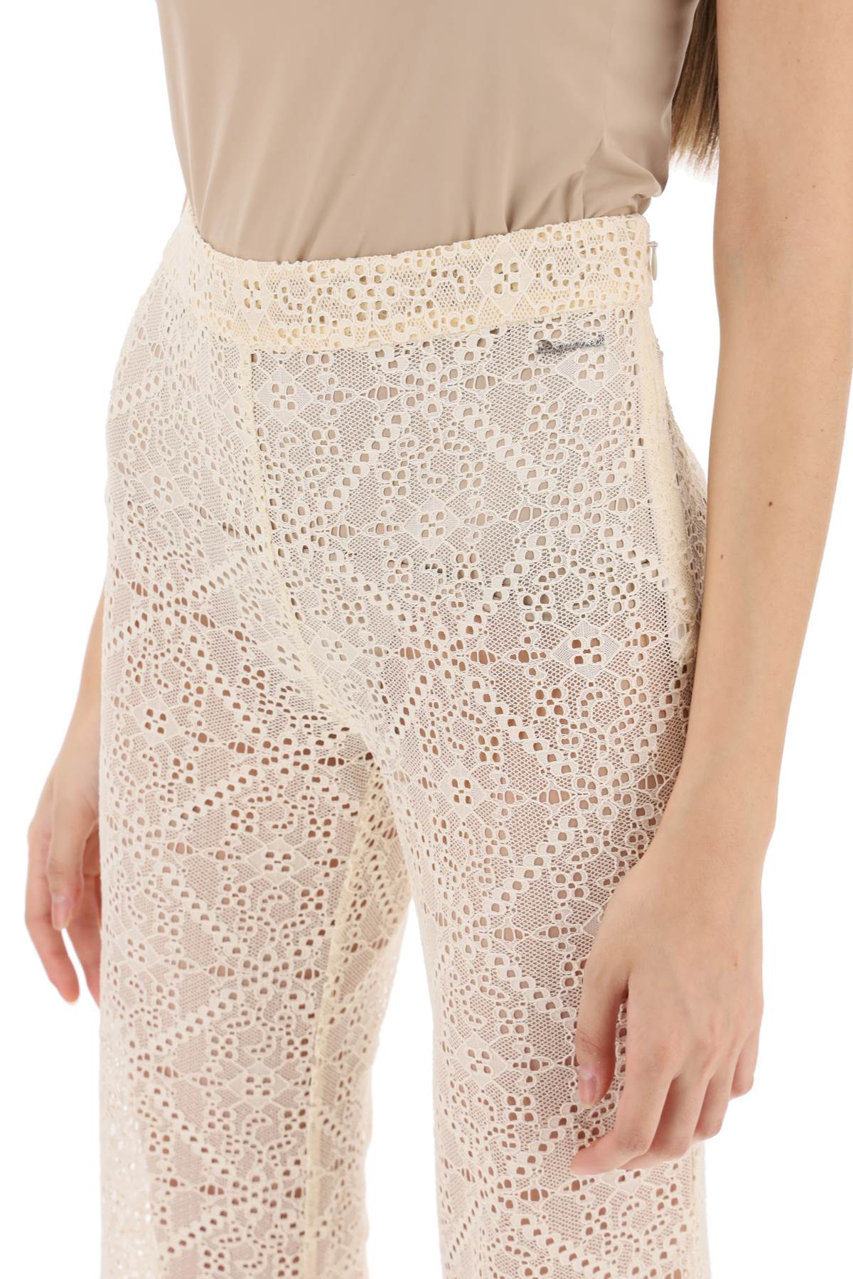 Dsquared2 Super Flared Lace Pants In White