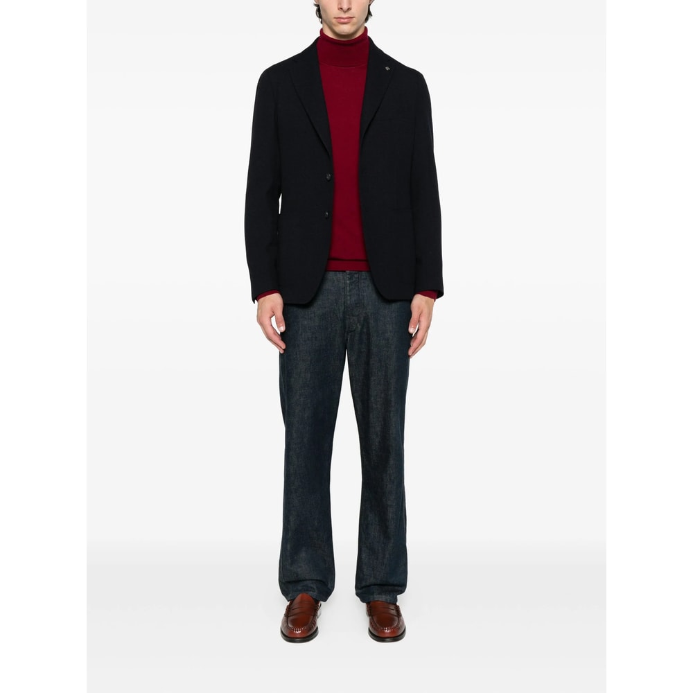 Tagliatore Three-button Wool Blazer In Blue