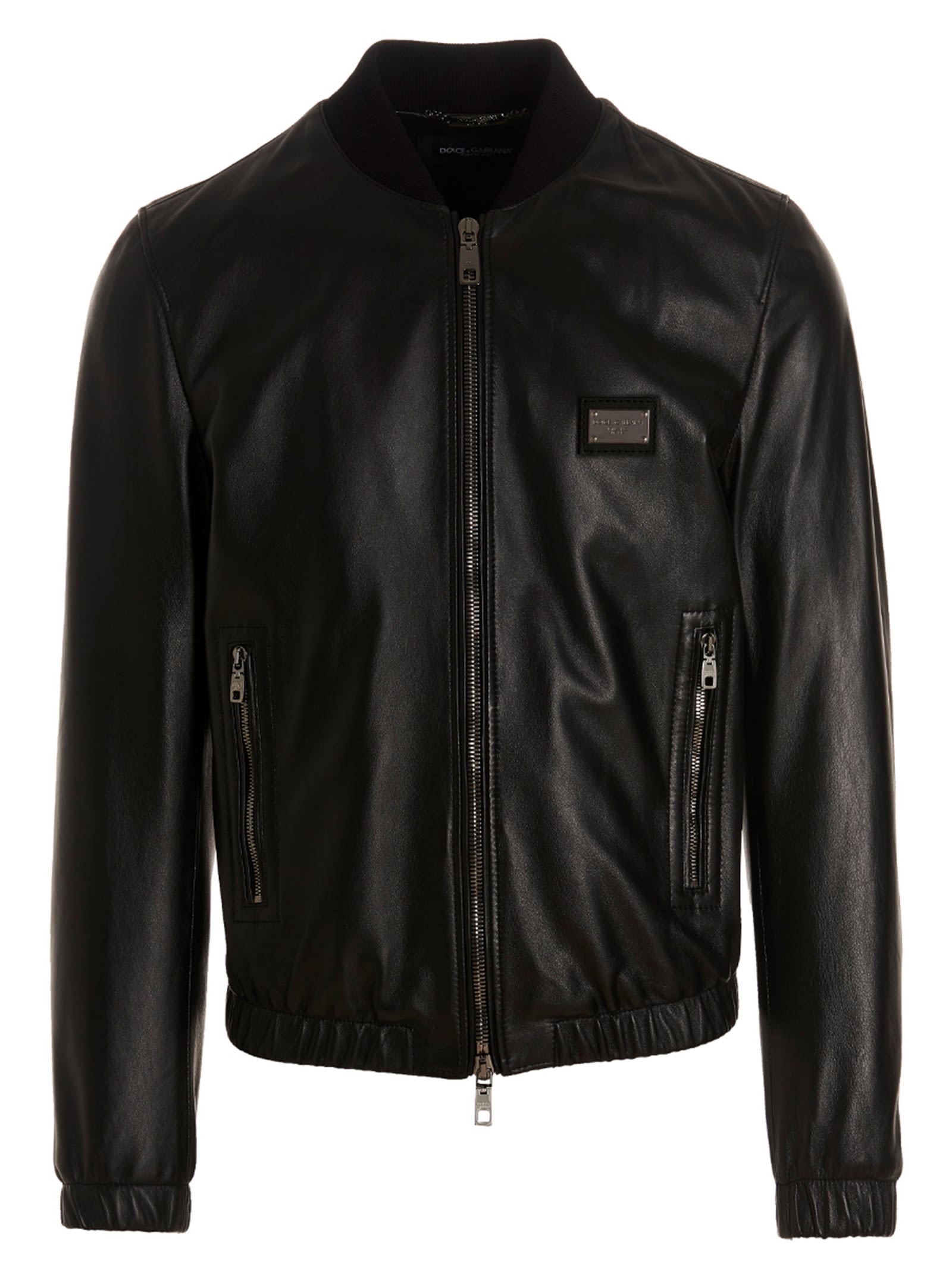Leather Jacket With Logo Plaque