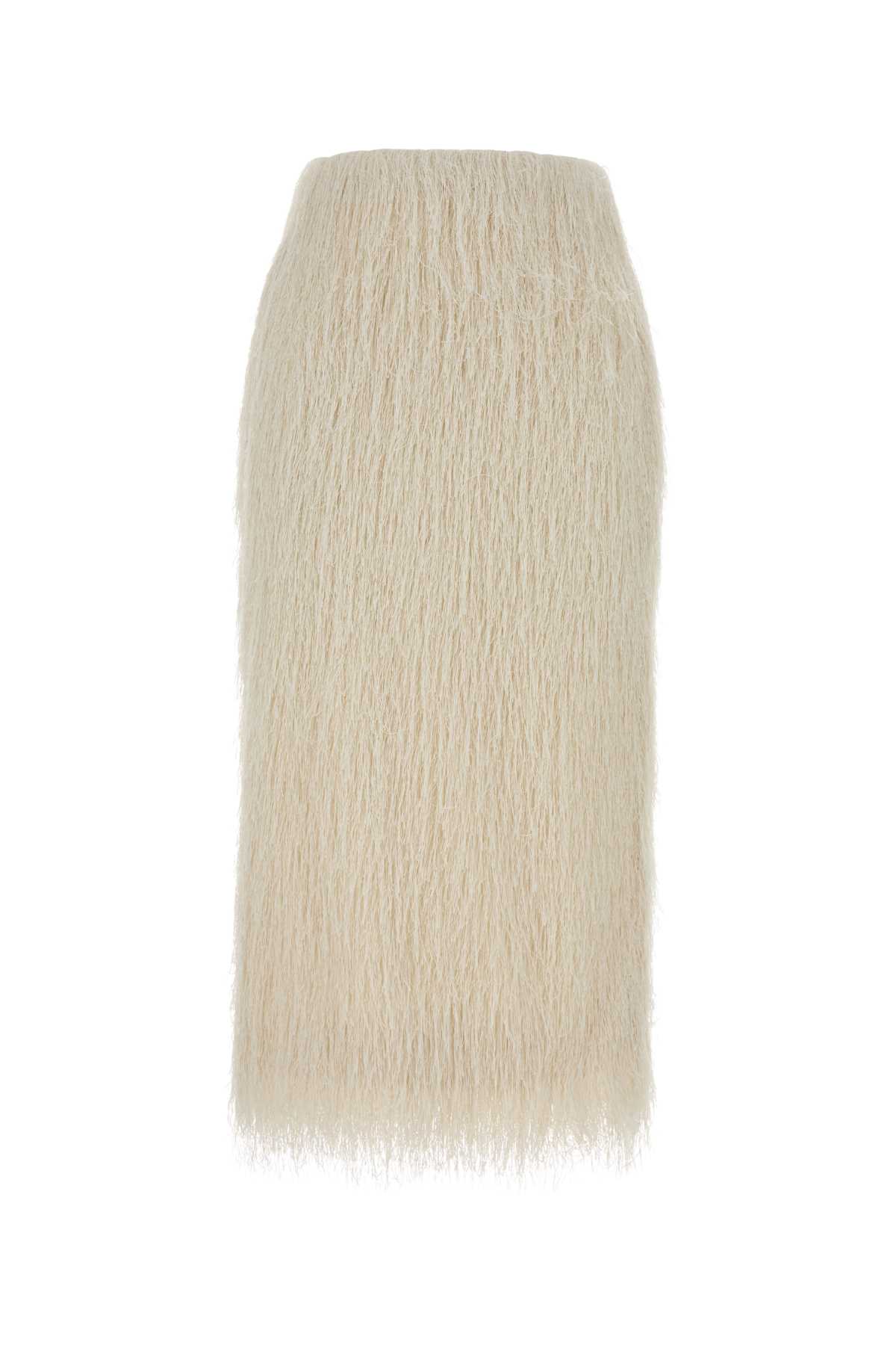 Dries Van Noten Fringe Textured Finish Skirt In White