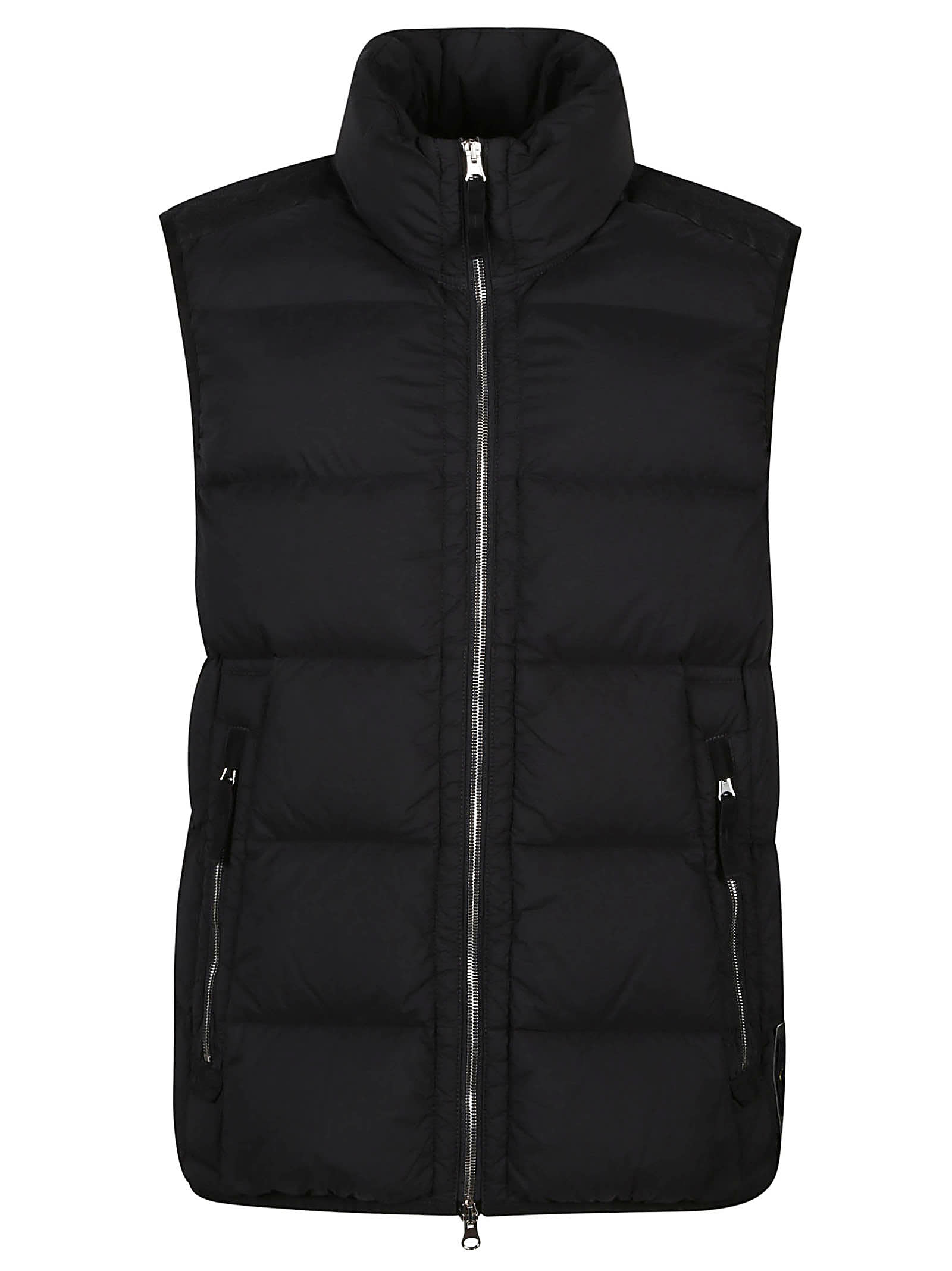 Stone Island Logo Patch Puffer Vest In Black