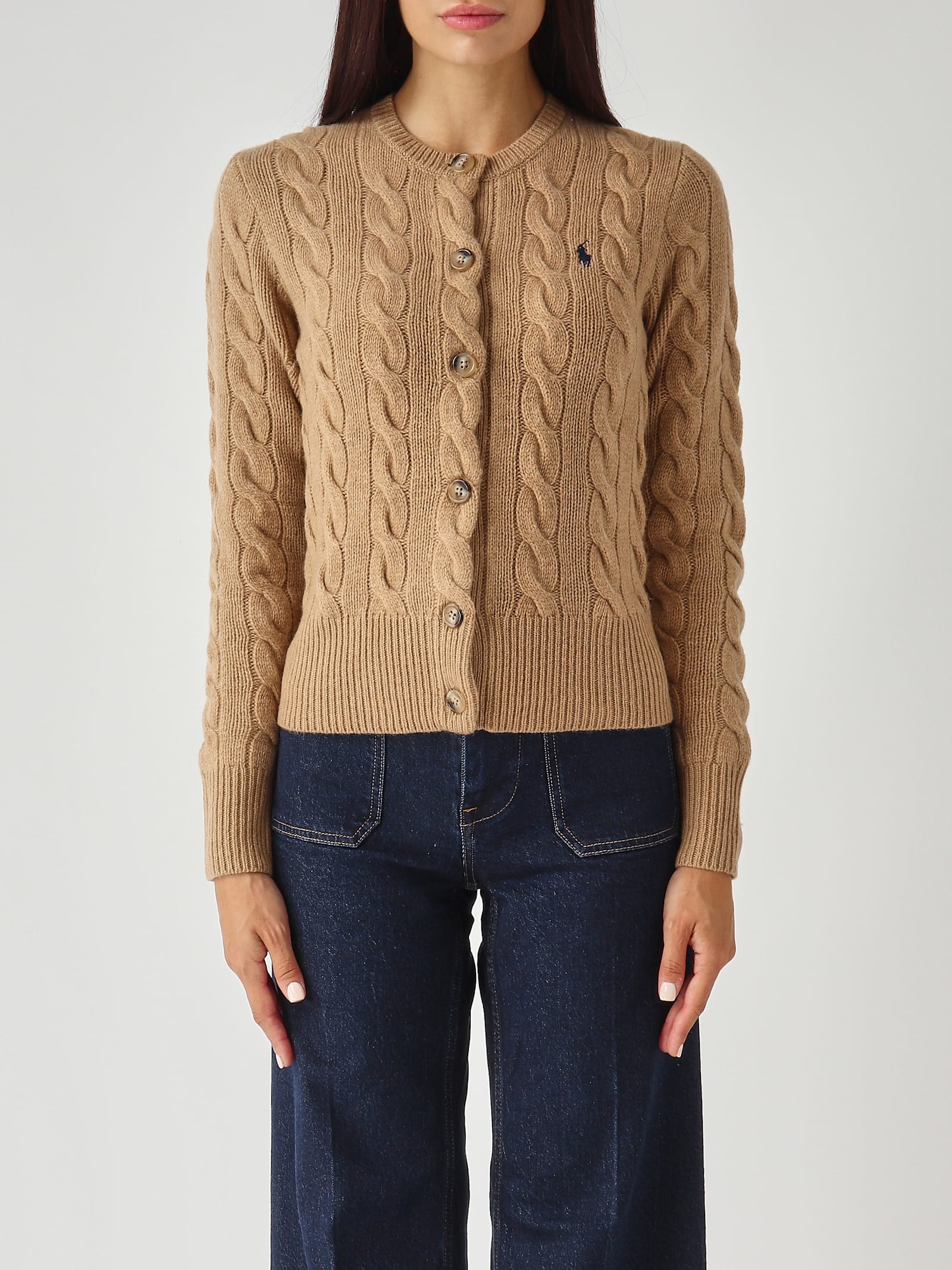 Polo Ralph Lauren Slim-fit A Trecce In Lana E Cachemire Cardigan