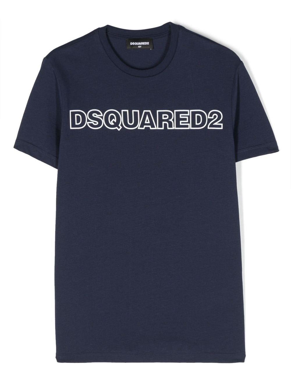 Dsquared2 Kids' Logo Printed Crewneck T-shirt In Blue