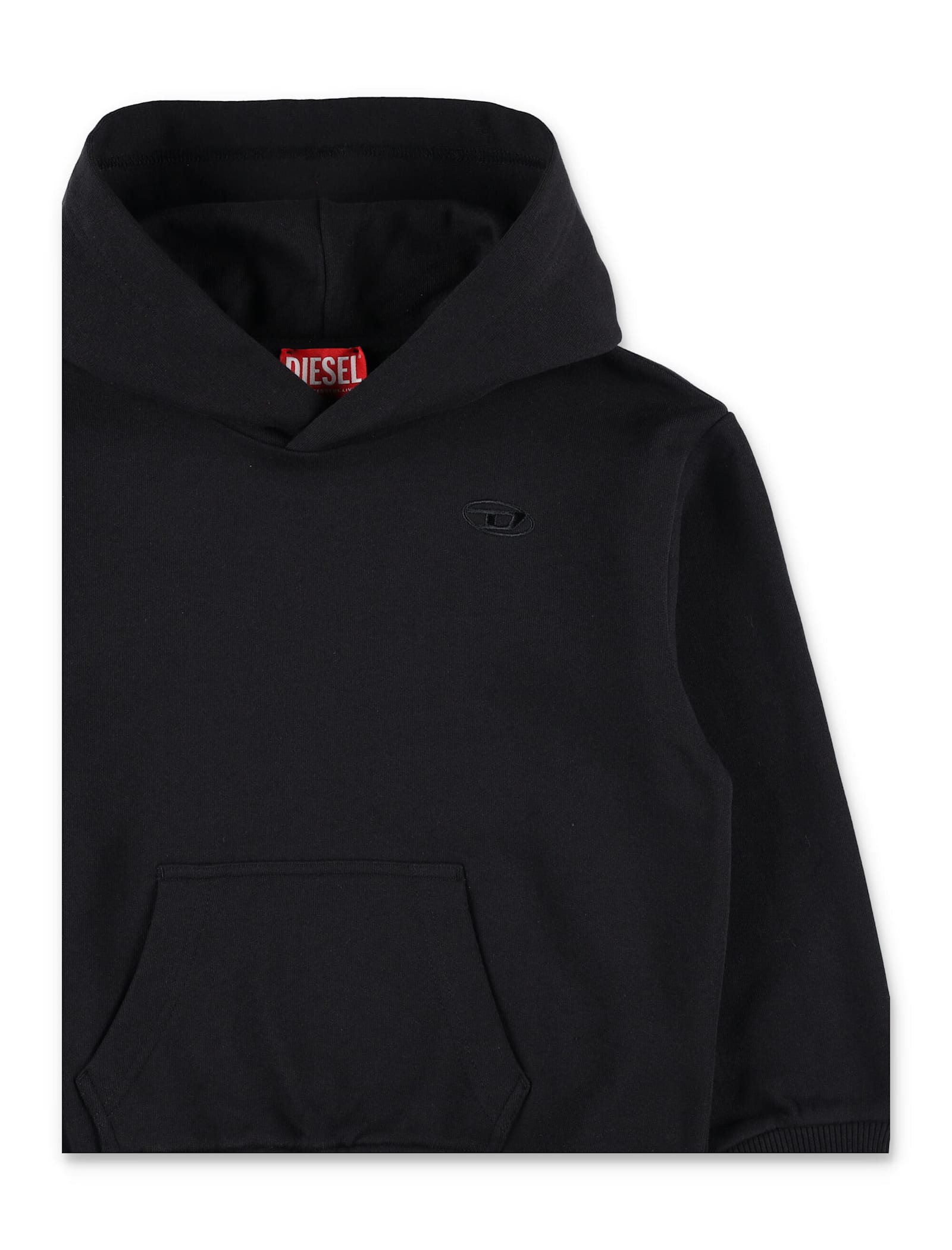 Diesel Kid -  Black Oversized Hoodie With Oval D Embroidery In Black