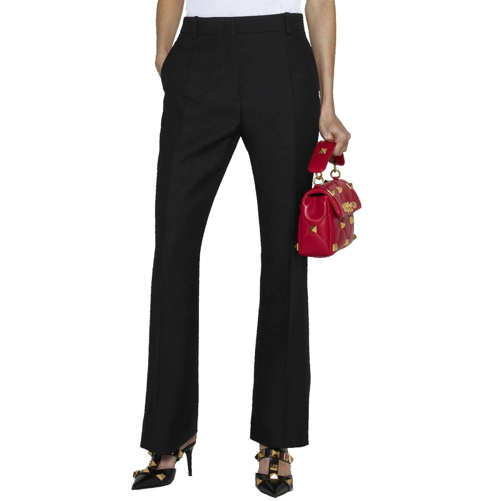 Shop Valentino Wool And Silk Trousers In Black
