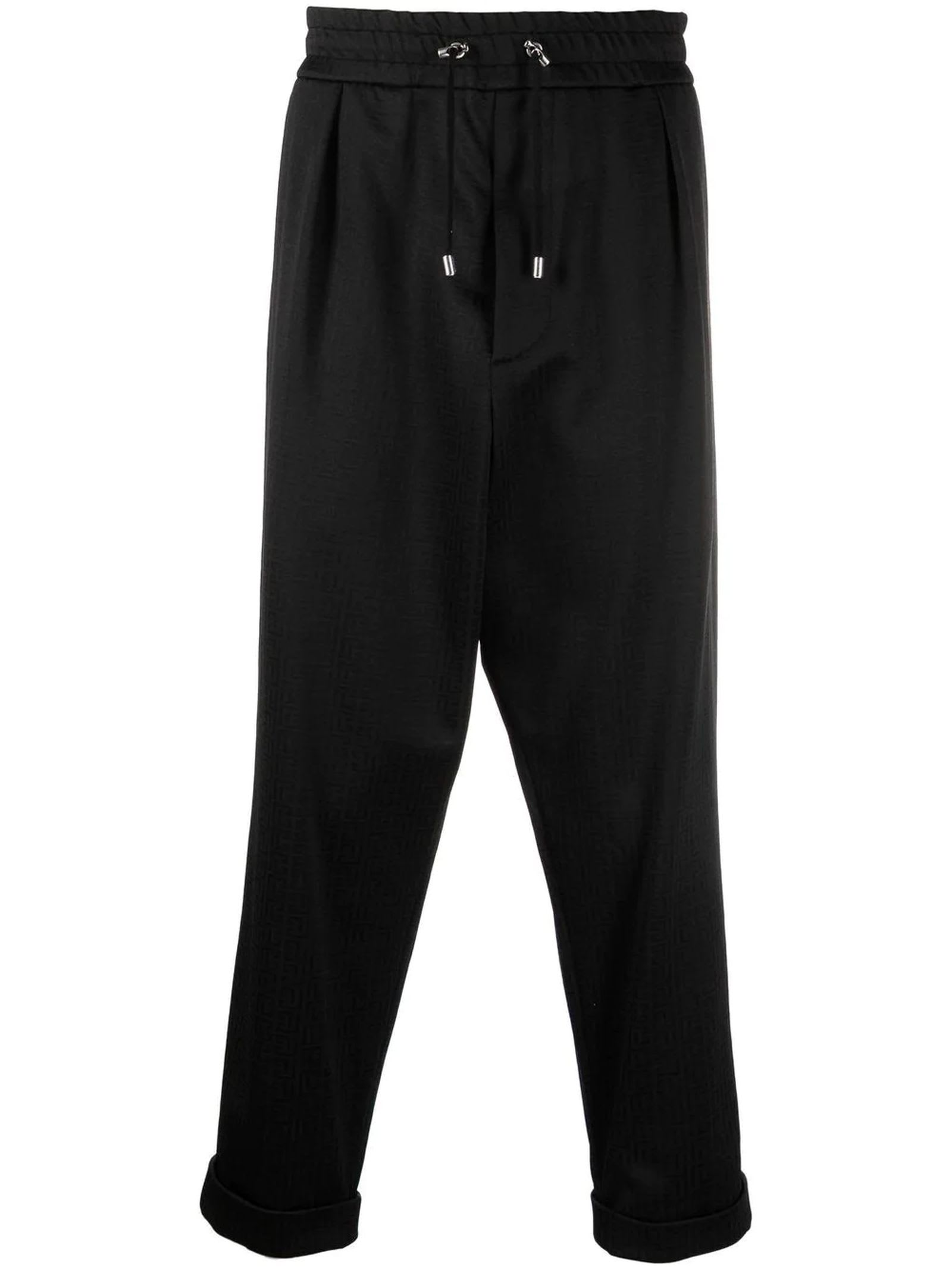 Balmain Jet Black Stretch-cotton Trousers