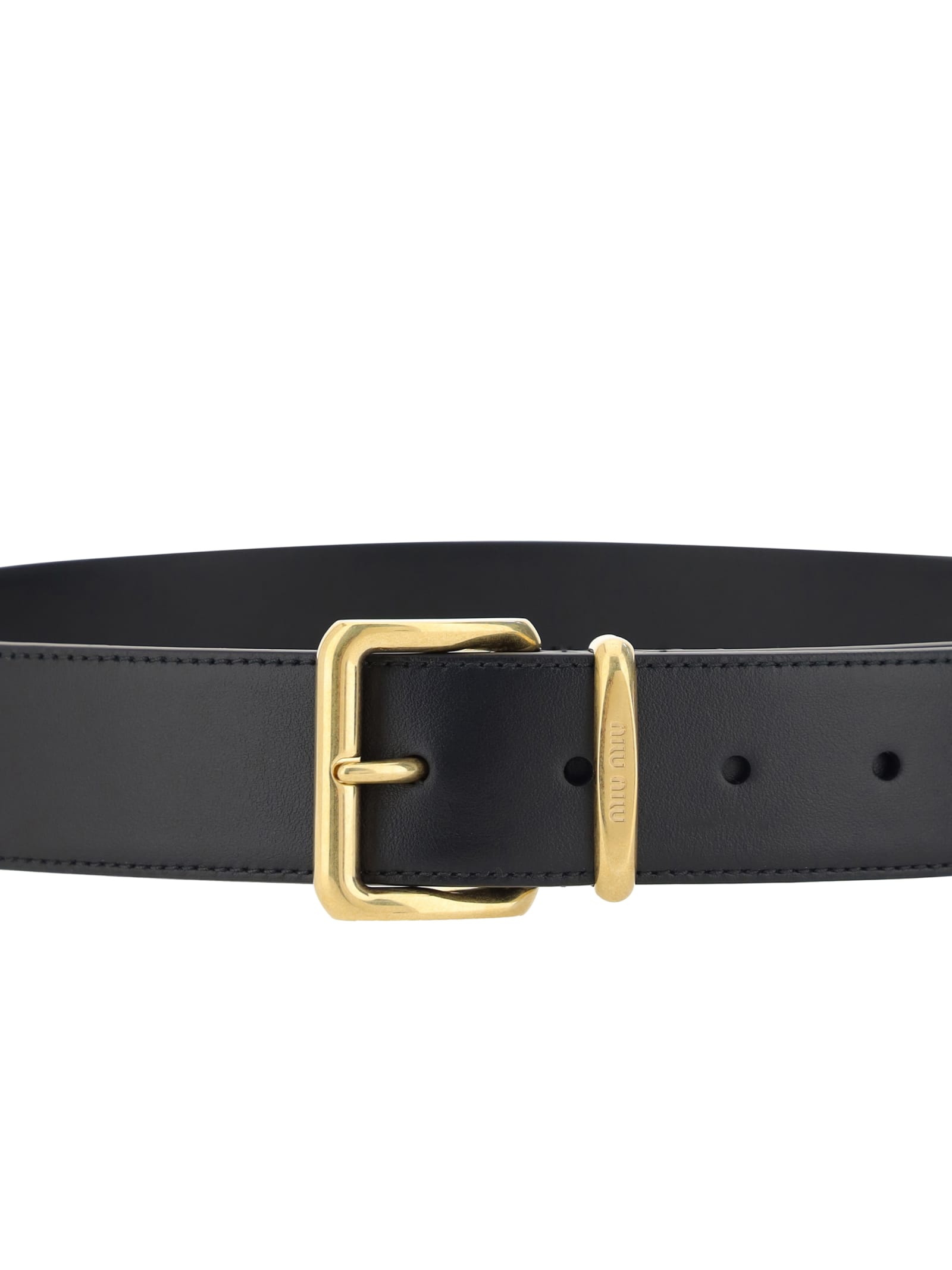 Miu Miu Logo Detailed Buckle Belt In Black