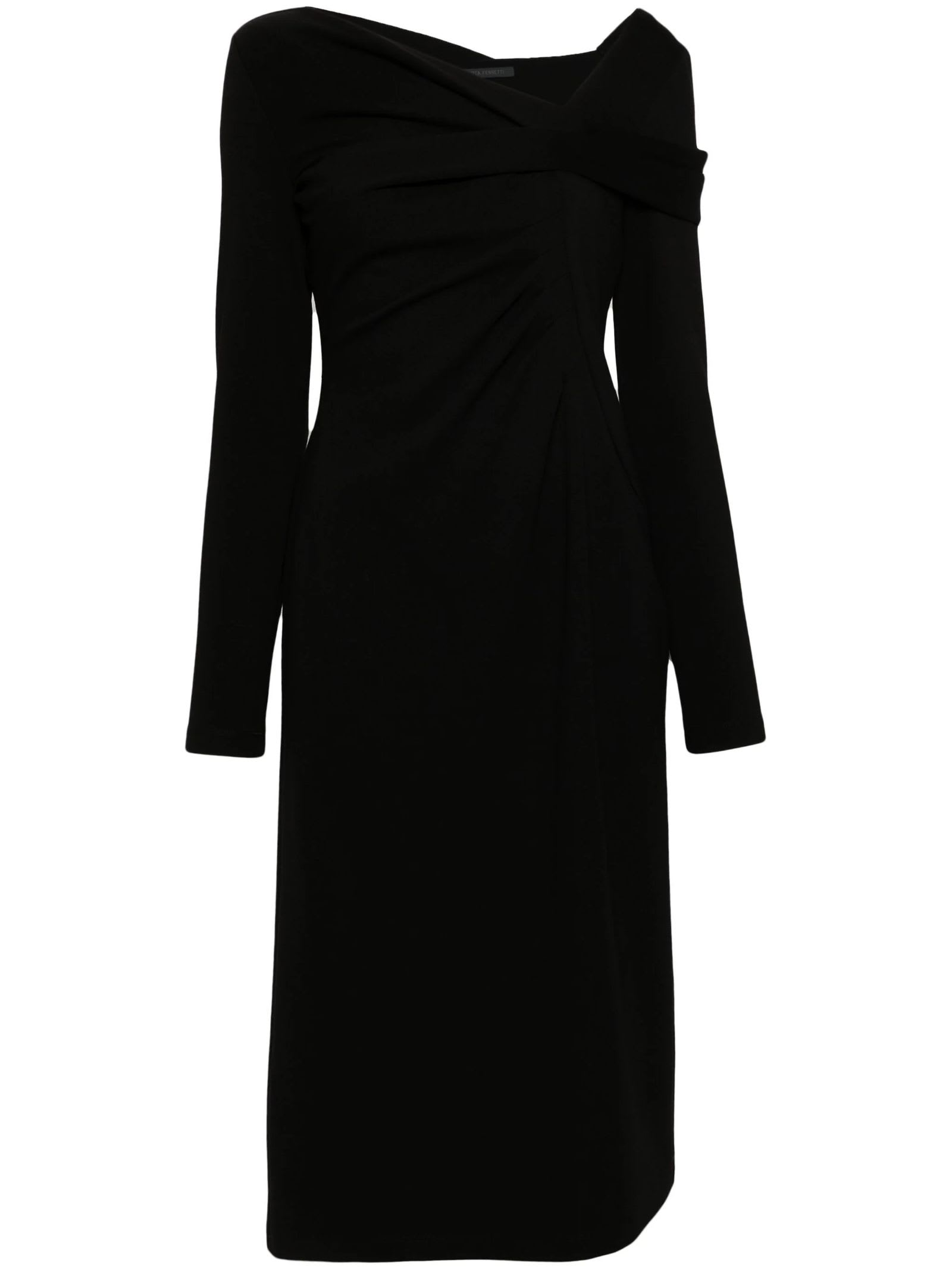 Alberta Ferretti Black Asymmetric Midi Dress