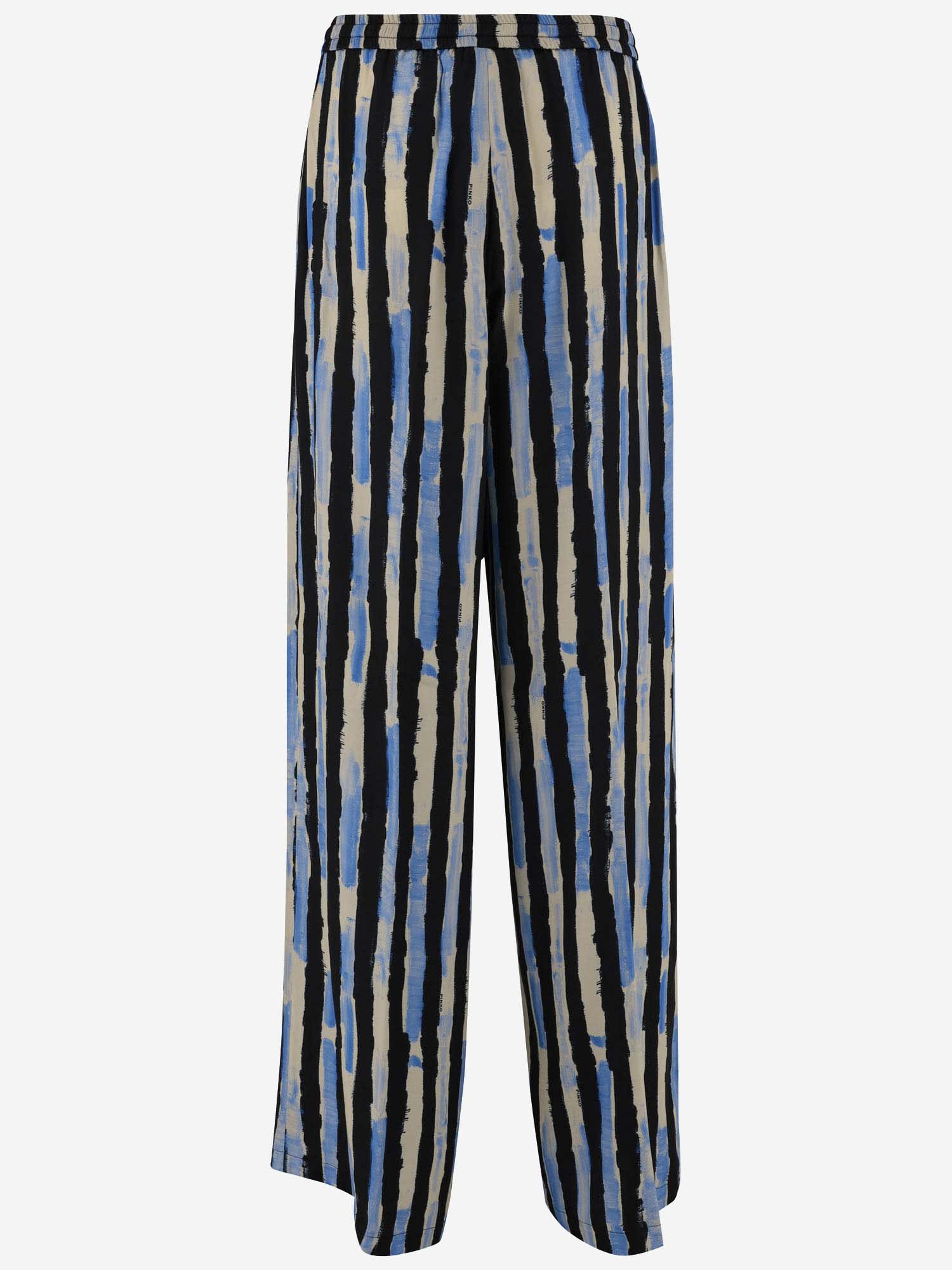 Shop Pinko Viscose Twill Pants With Striped Pattern In Red