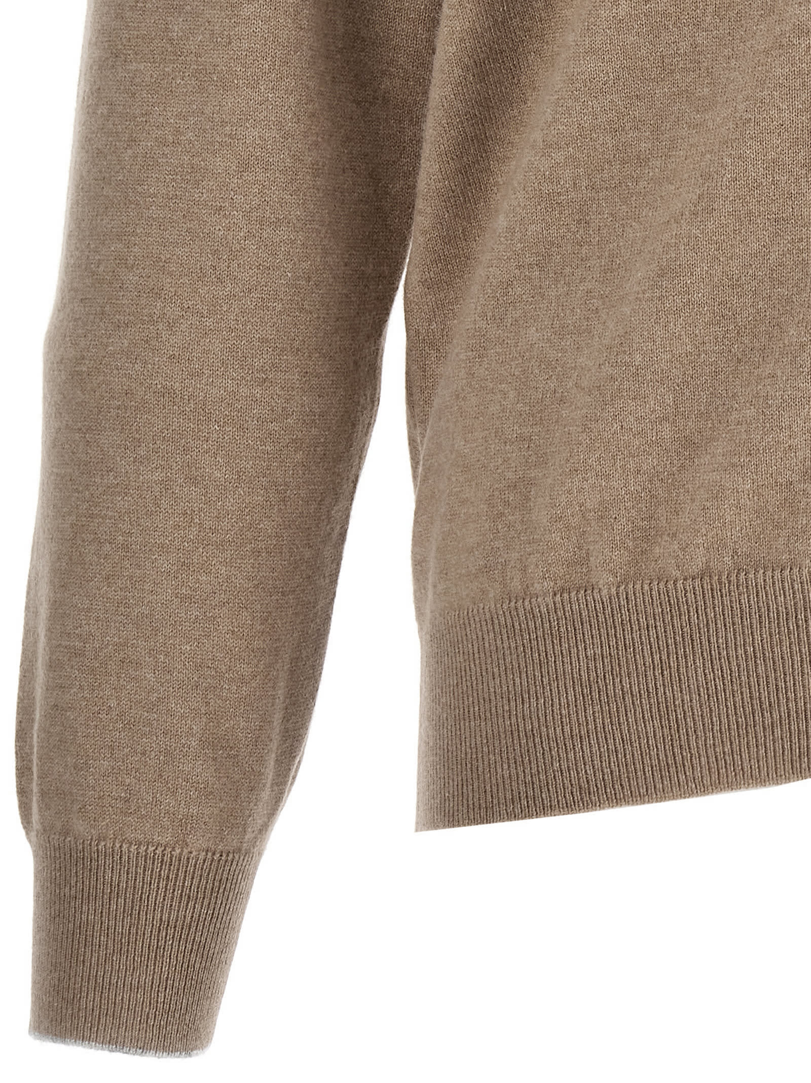 Brunello Cucinelli Zipper Cardigan High Collar In Neutral