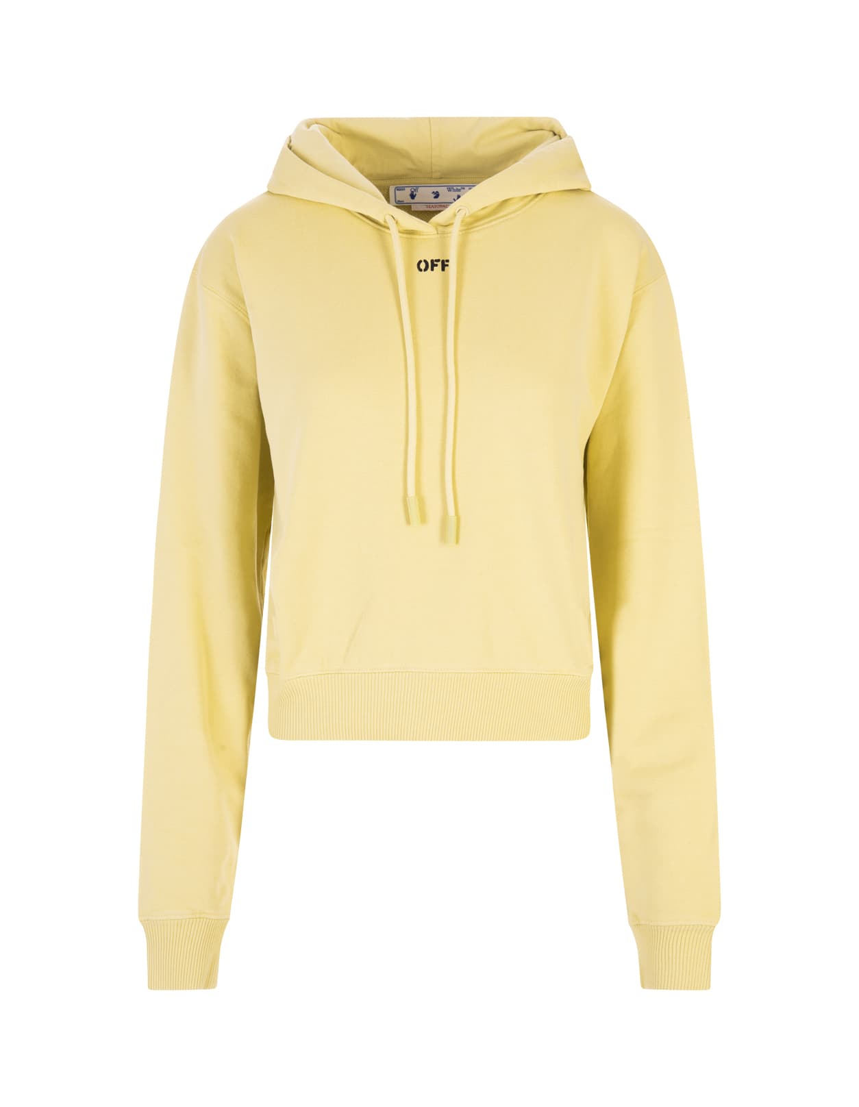 Off-White Woman Yellow Off Stamp Cropped Hoodie