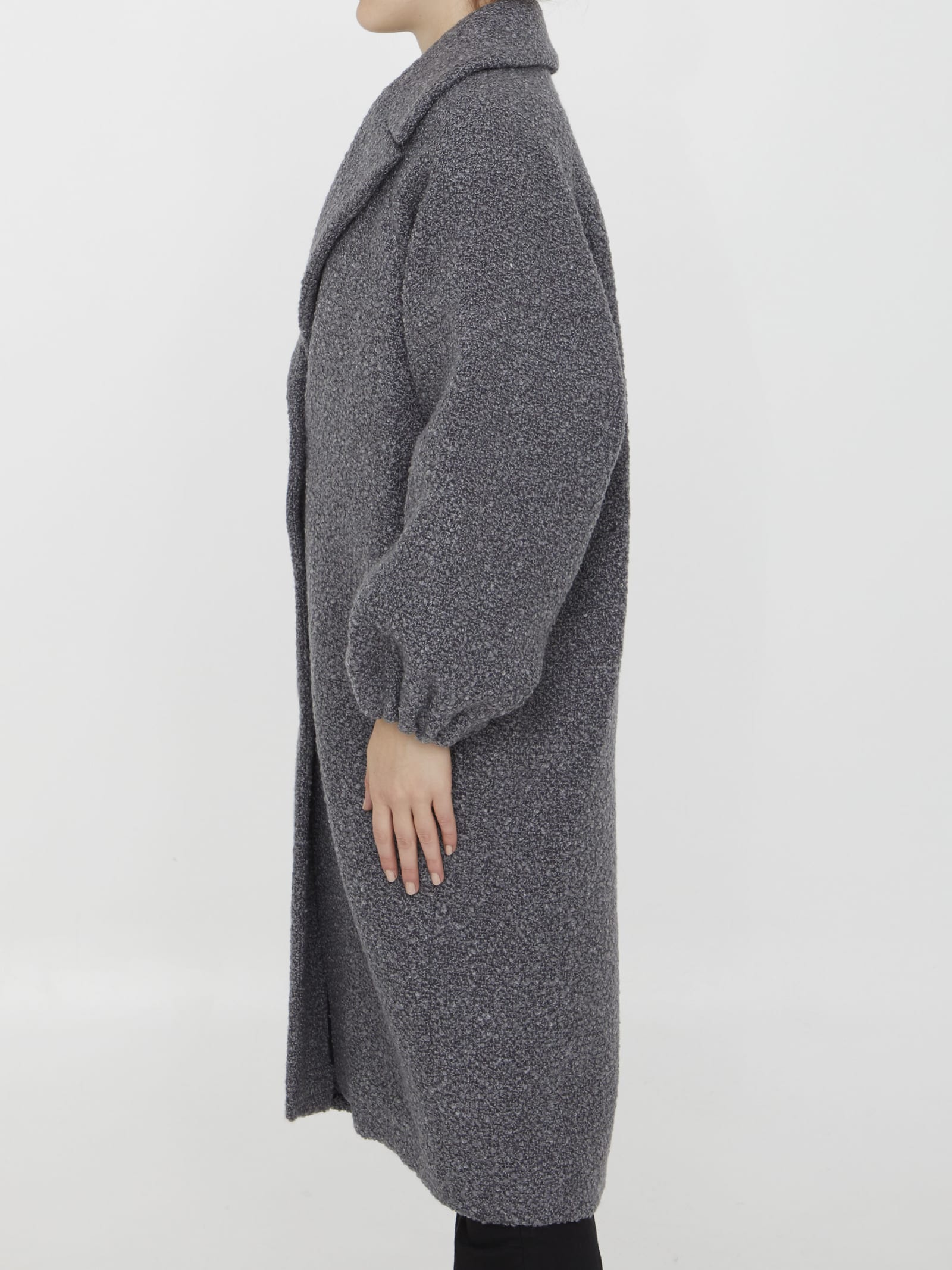 Shop Patou Bouclé Wool Coat In Grey