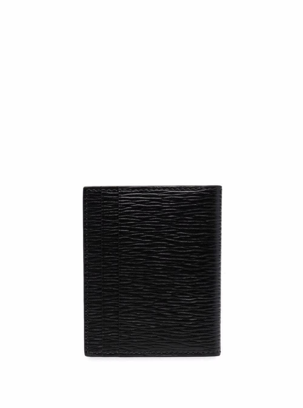 Shop Ferragamo Black Cardholder With Gold-tone Gancini Logo In Calf Leather Man