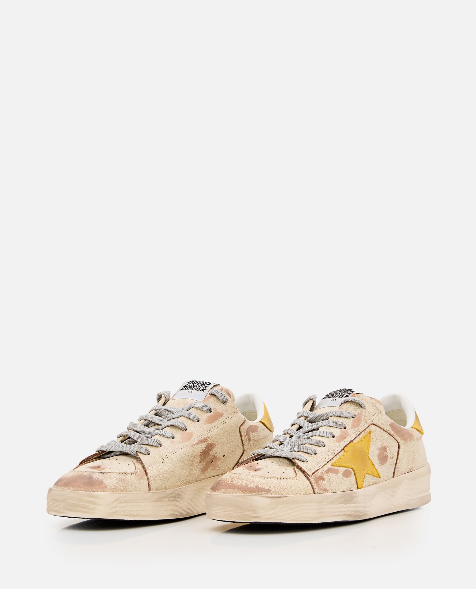 Shop Golden Goose Stardan Leather Upper Nabu Star And Heel In Beige