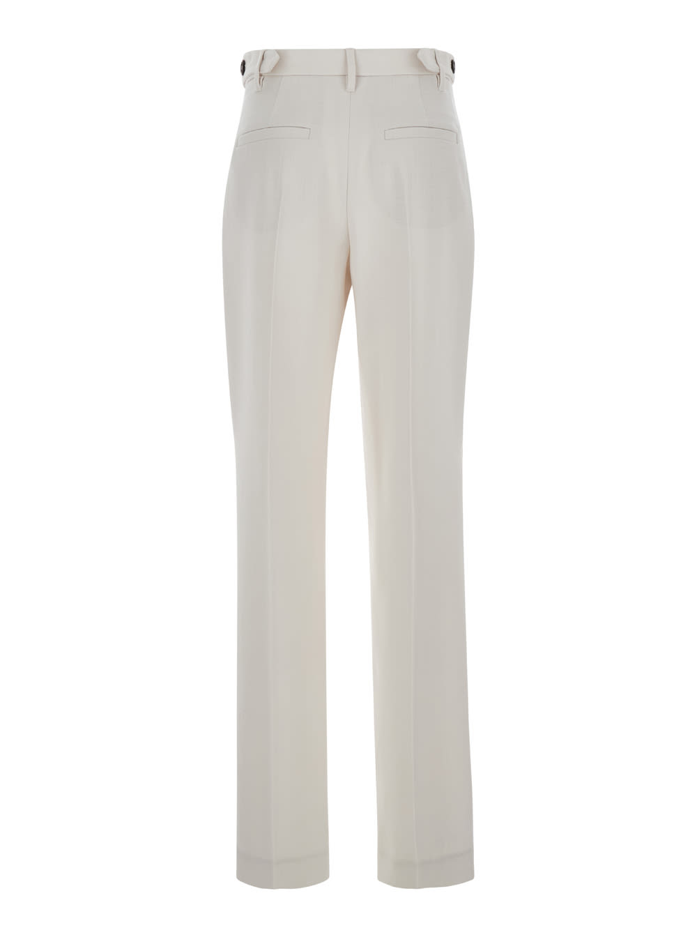 Shop Brunello Cucinelli Whitepants With Belt Loops In Wool Woman