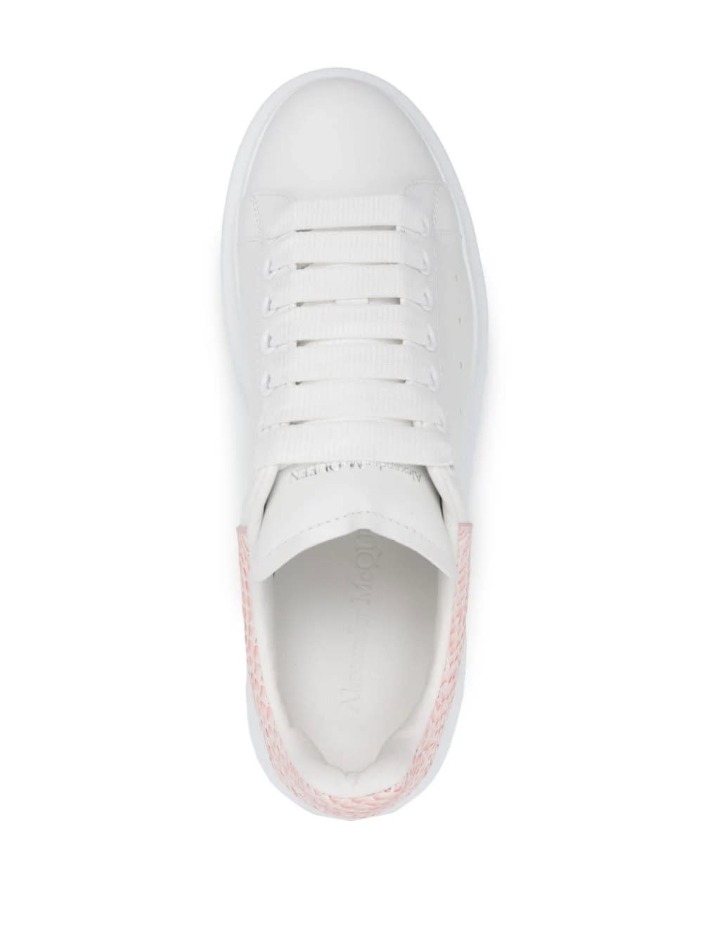 Shop Alexander Mcqueen White Oversized Sneakers With Powder Pink Python Spoiler
