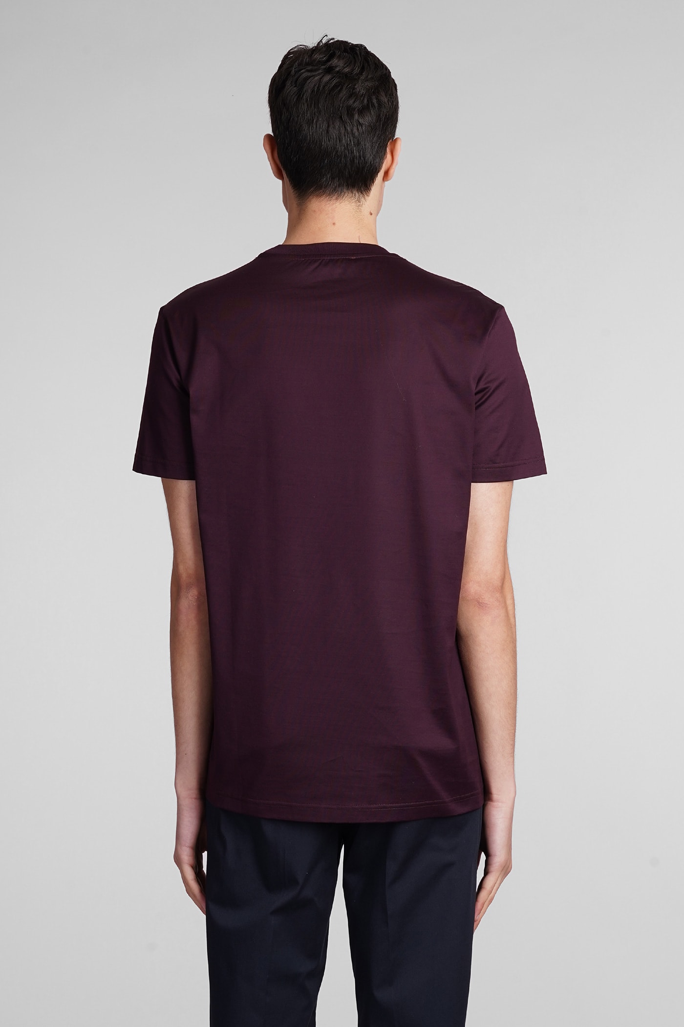 Shop Low Brand B134 Basic T-shirt In Bordeaux Cotton