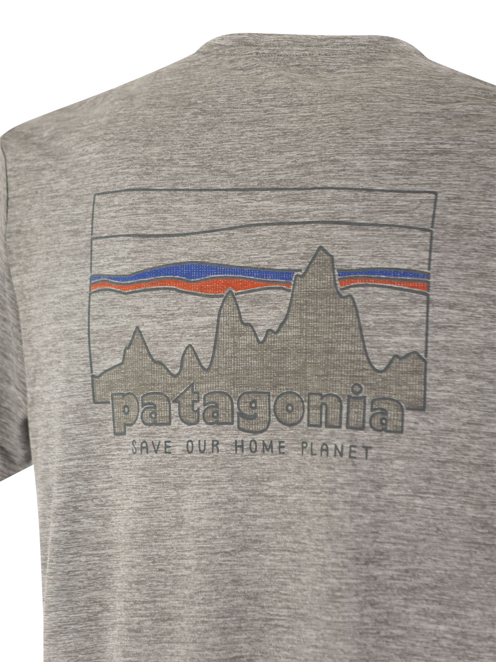Shop Patagonia T-shirt In Technical Fabric With Print On The Back In Grey