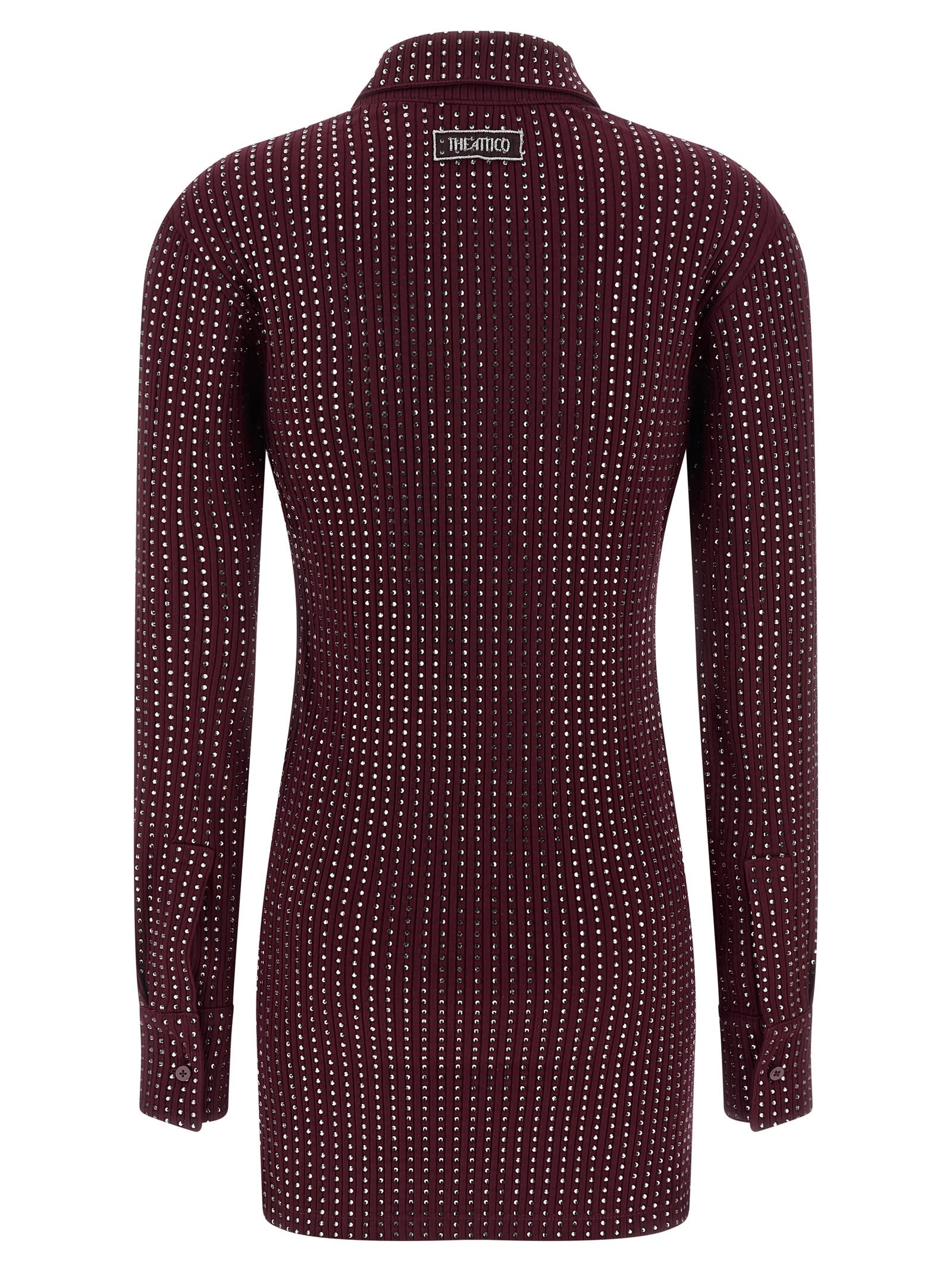 Attico Rhinestone Dress Dresses Bordeaux In Multi