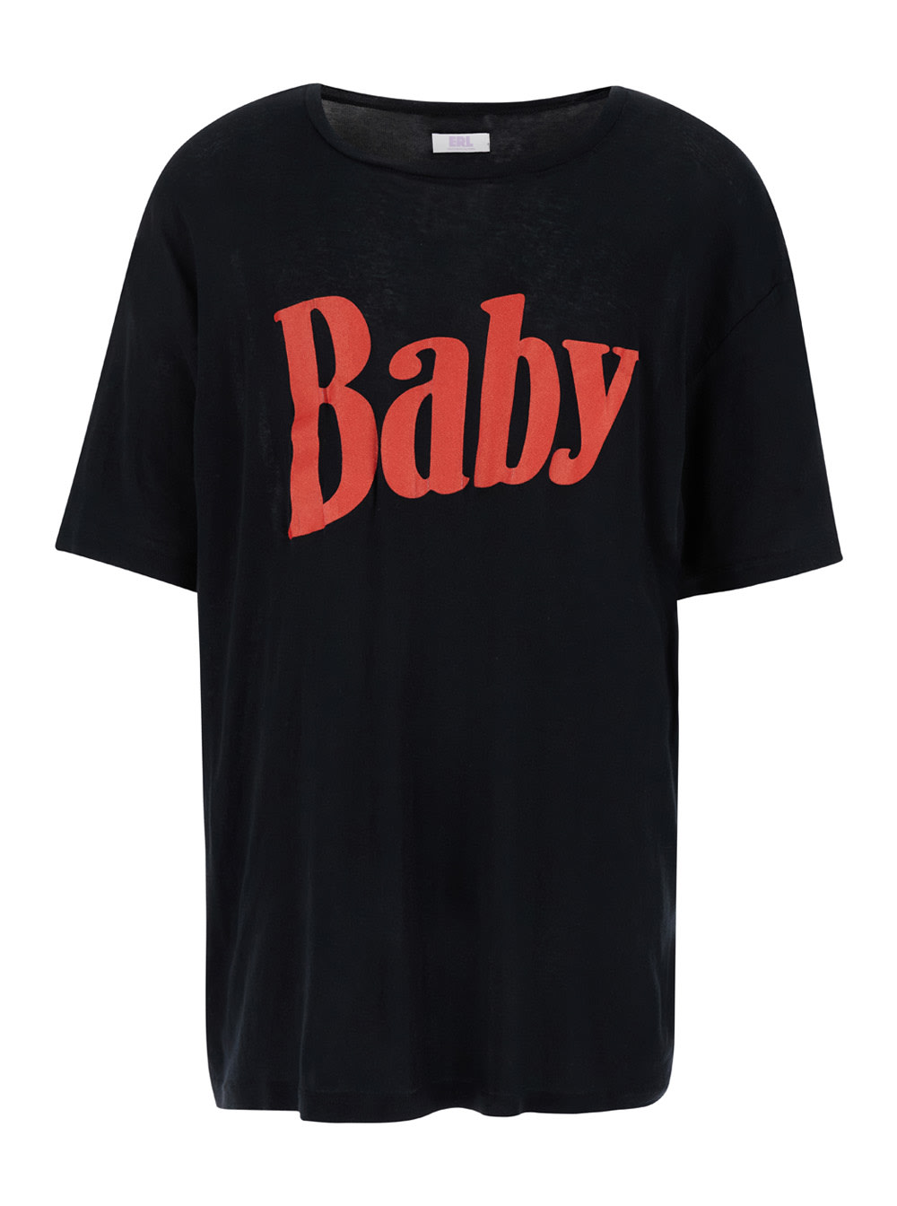 Shop Erl Oversized Black T-shirt With Baby Print In Cotton Man