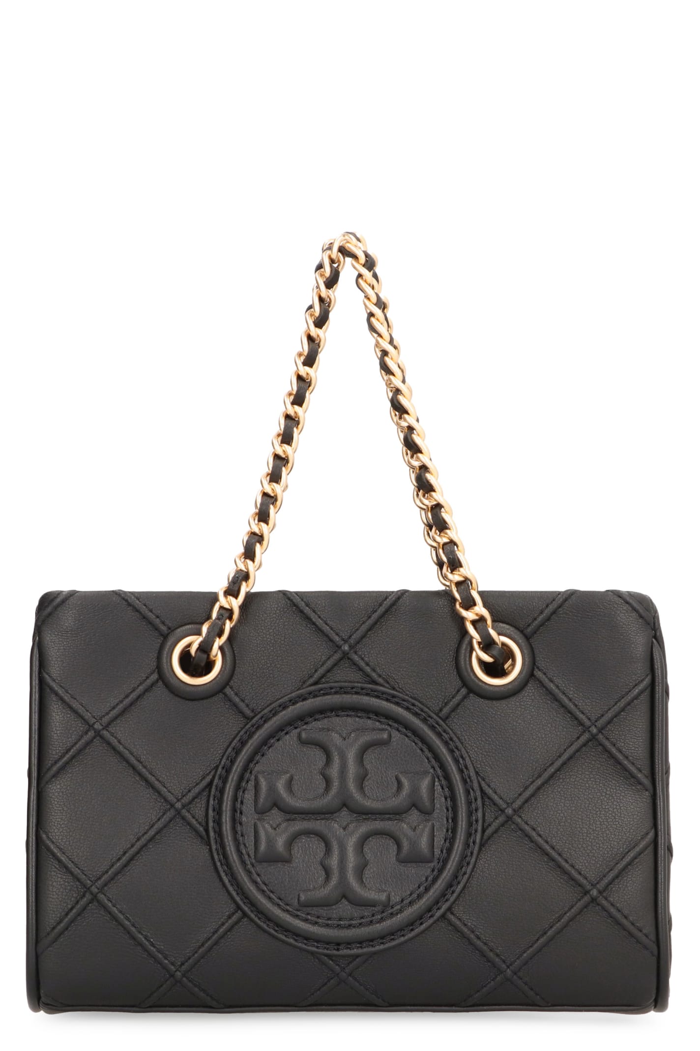 Shop Tory Burch Fleming Leather Mini Bag In Black