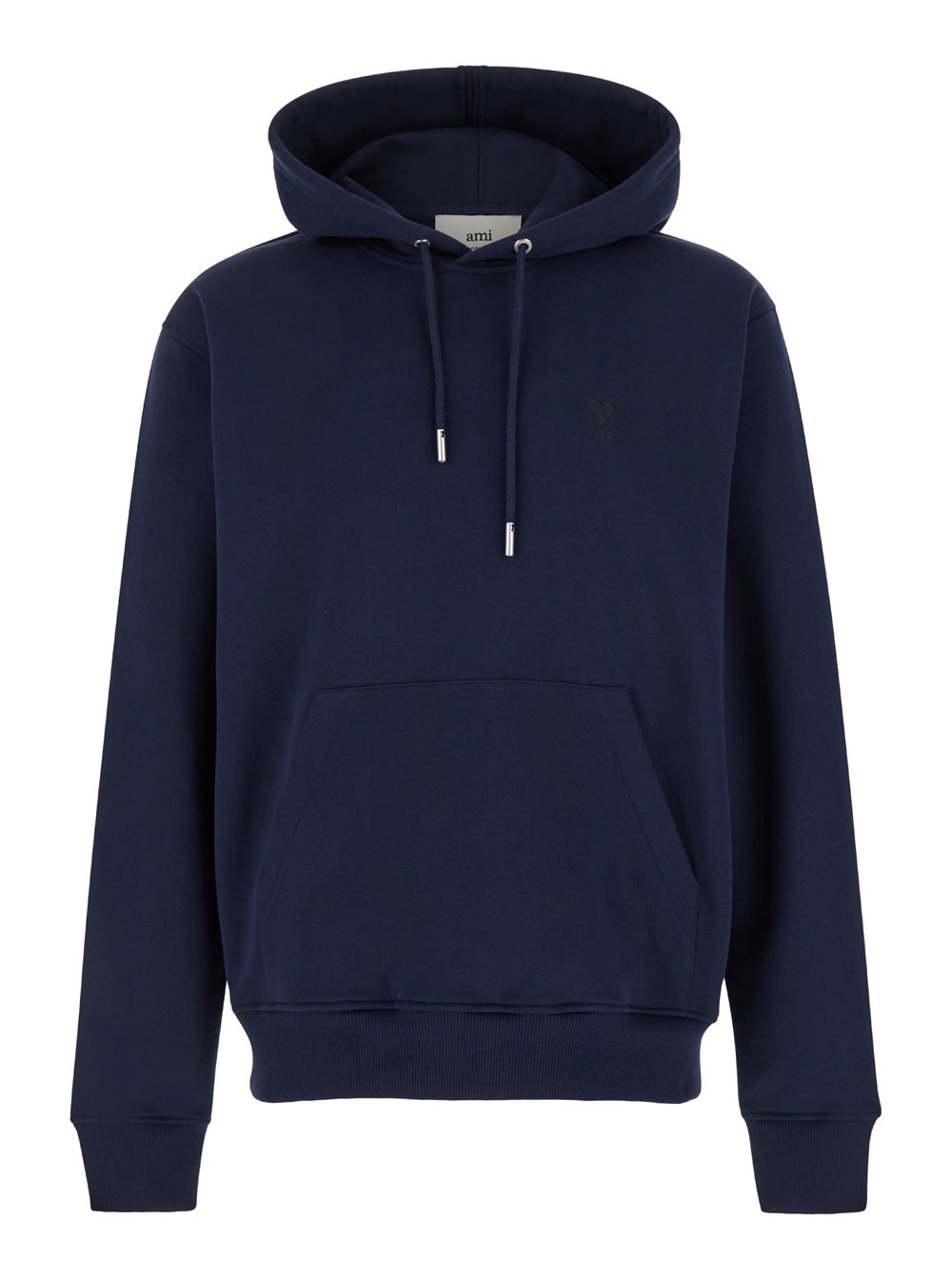 Blue Hoodie With Adc Embroidery In Cotton Man