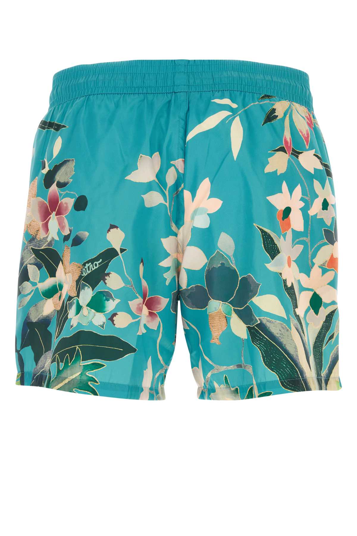 Shop Etro Printed Satin Swimming Shorts In Lightblue